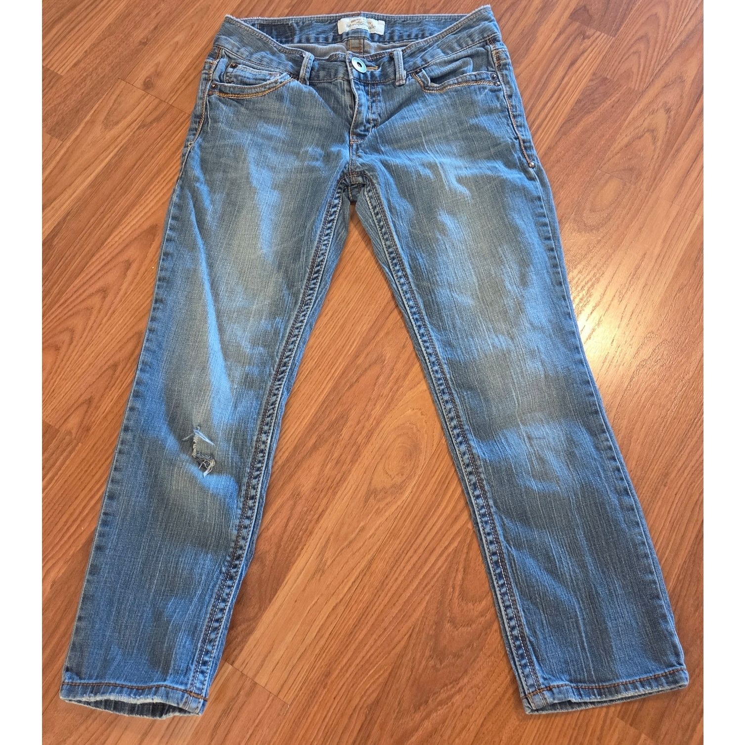 Aeropostale Aeropostale Acid Wash Distressed Boyfriend Jeans - Size 3/4 Size 25" / US 0 / IT 36 - 2 Thumbnail