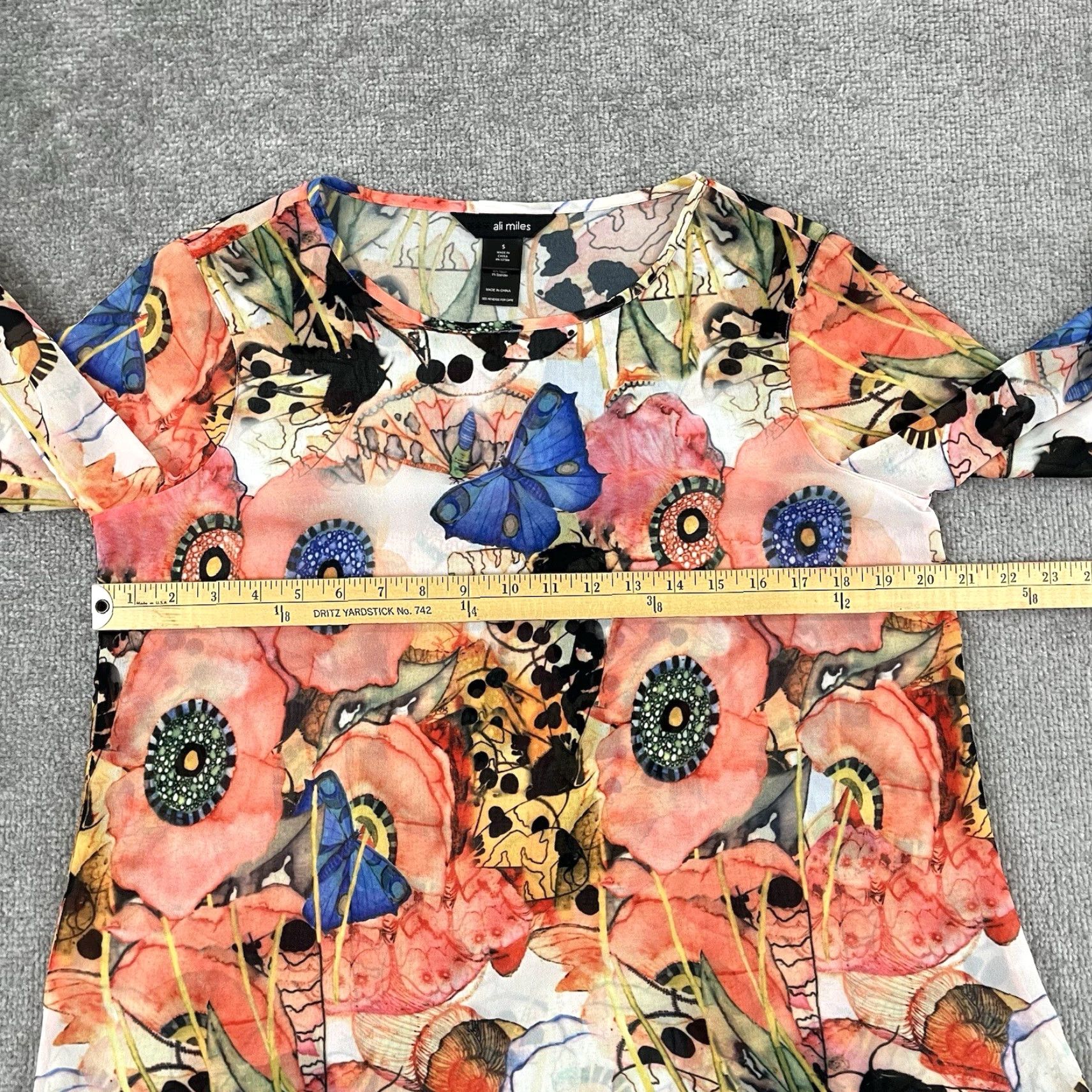 Vintage ALI MILES Shirt Womens Small Wearable Art Abstract Floral Sheer Blouse Flare Top Size S / US 4 / IT 40 - 4 Thumbnail