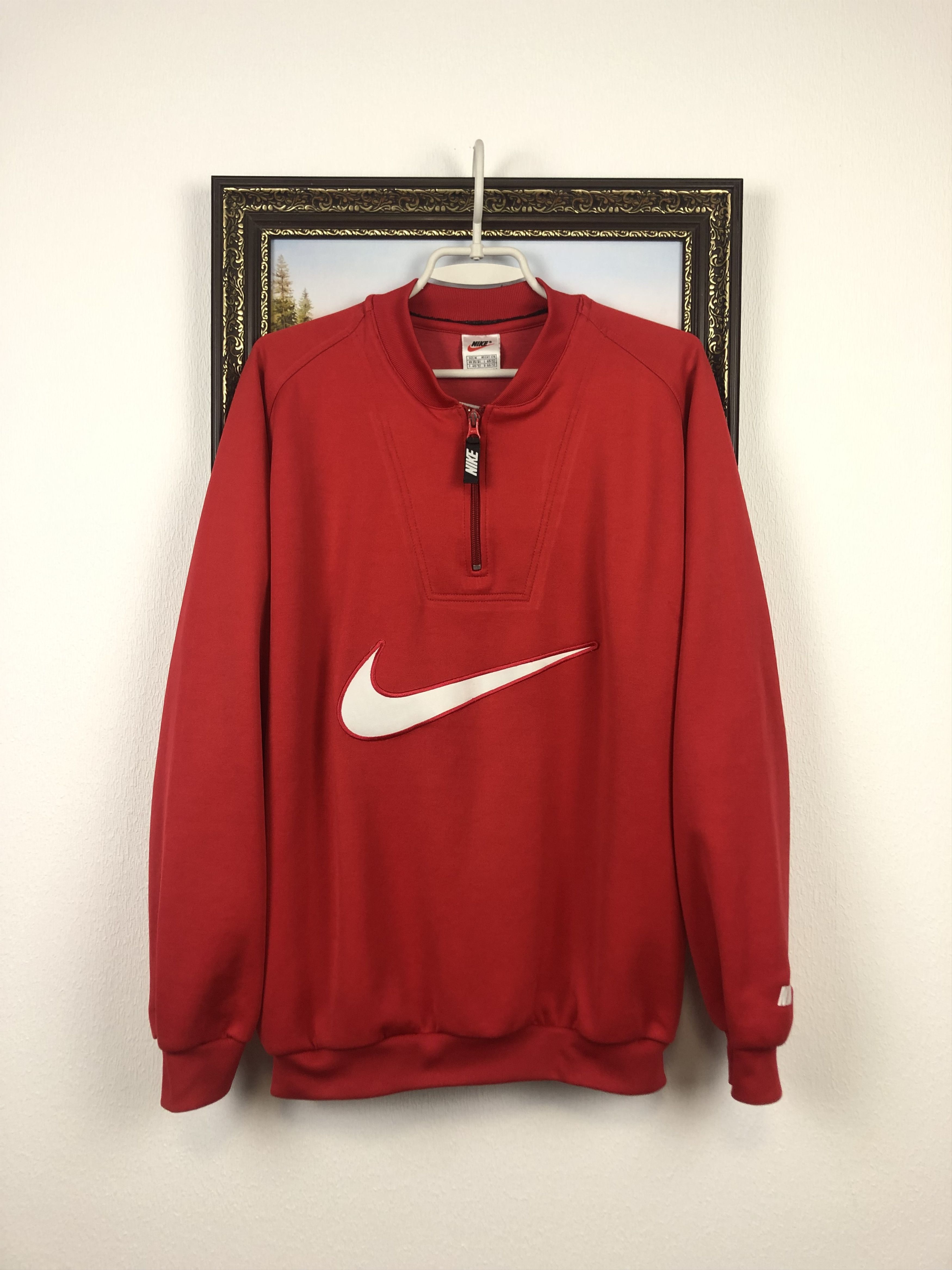 Vintage Nike Sweatshirt Big Swoosh Rare Red Hype
