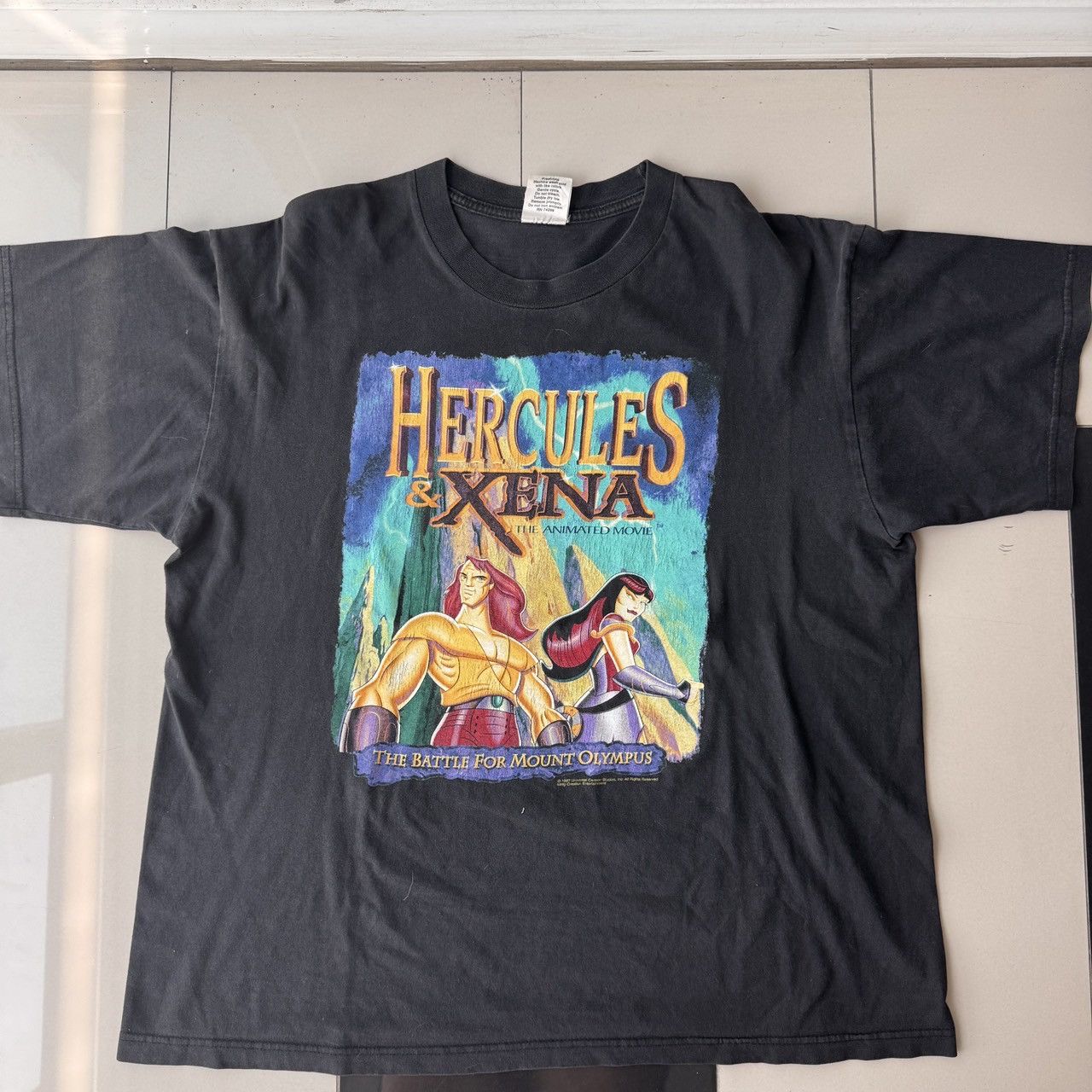Vintage 90s Hercules Xena The Black Battle 1997 Tee
