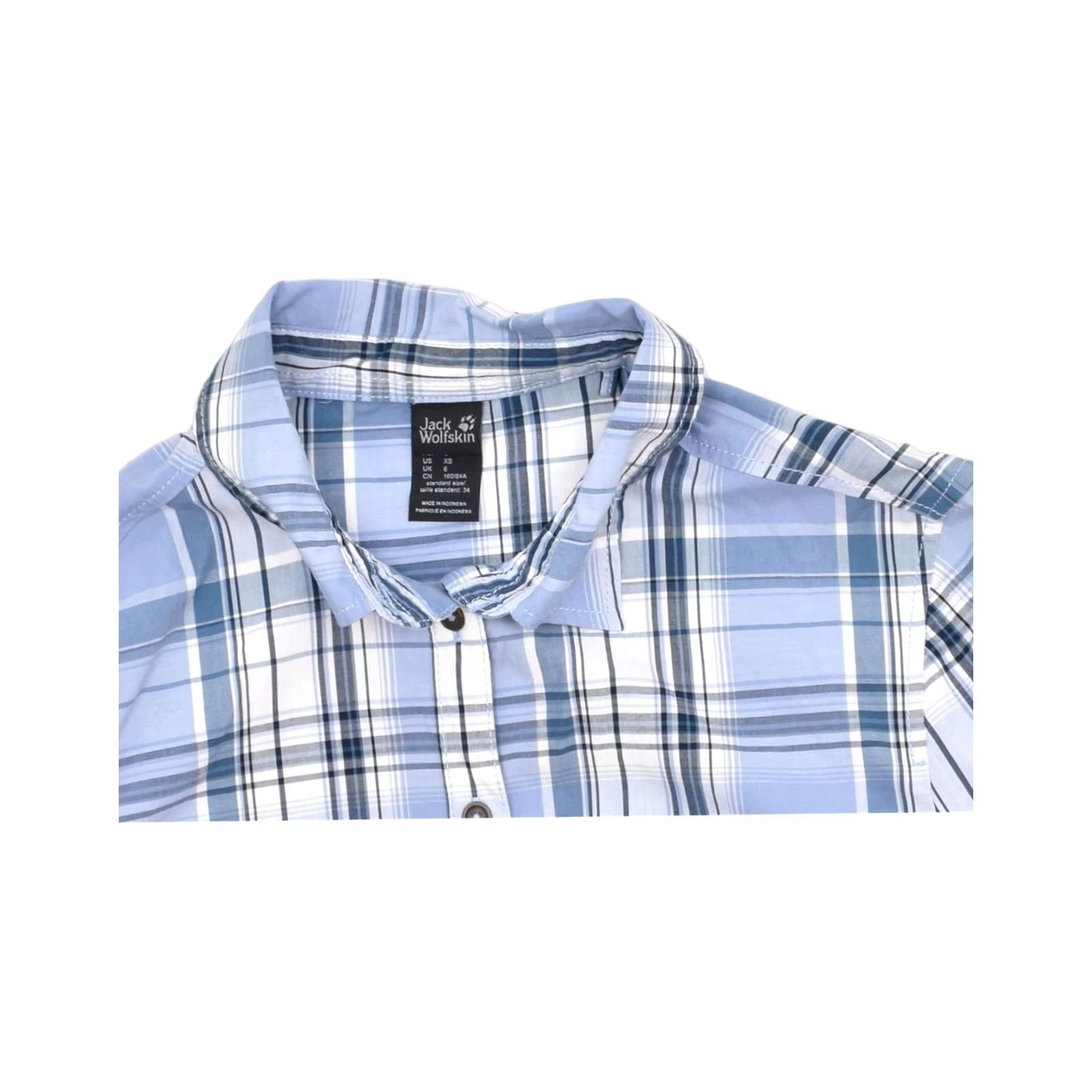 Jack Wolfskin JACK WOLFSKIN Womens Shirt Blue Check Cotton XS UK 6 Short Sleeve Size M / US 6-8 / IT 42-44 - 3 Thumbnail