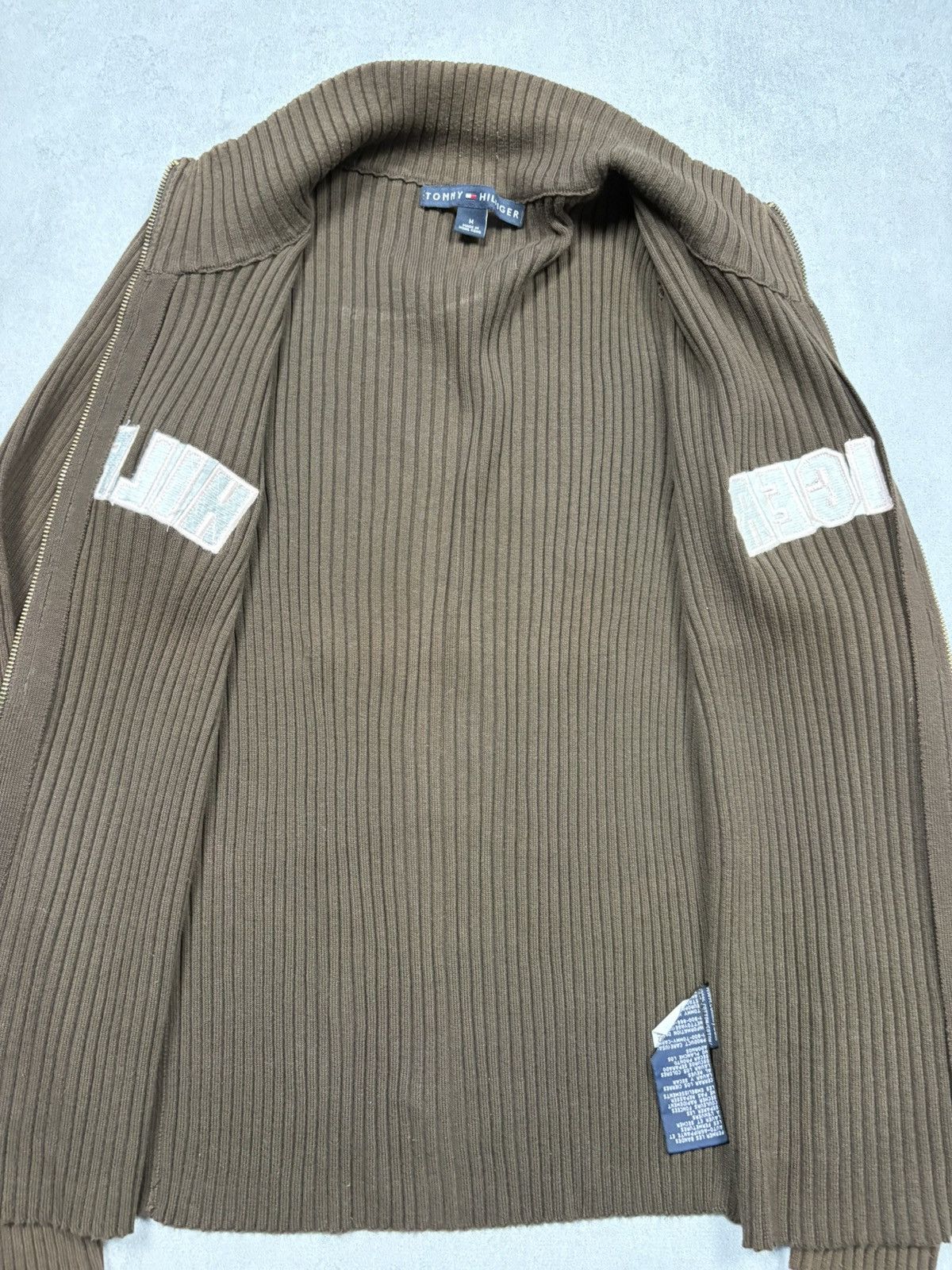 Tommy Hilfiger Tommy Hilfiger Ribbed Zip Up Brown Spell Out Logo Y2K 2000s Size M / US 6-8 / IT 42-44 - 8 Thumbnail