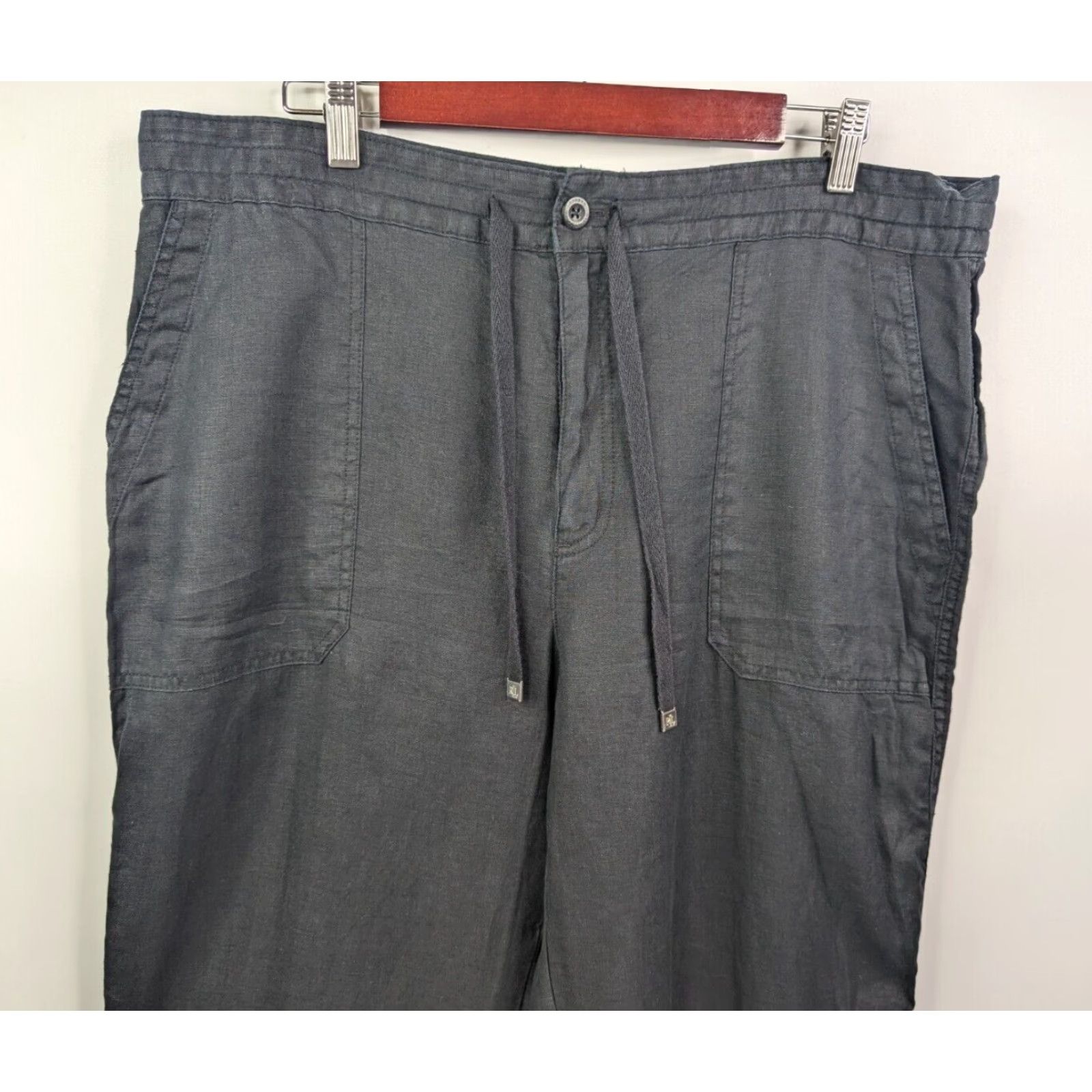 Ralph Lauren Lauren Ralph Lauren Pants Womens Size 16 Black Linen Pockets Tapered Flat Front Lagenlook Size 38" / US 16 / IT 52 - 2 Thumbnail