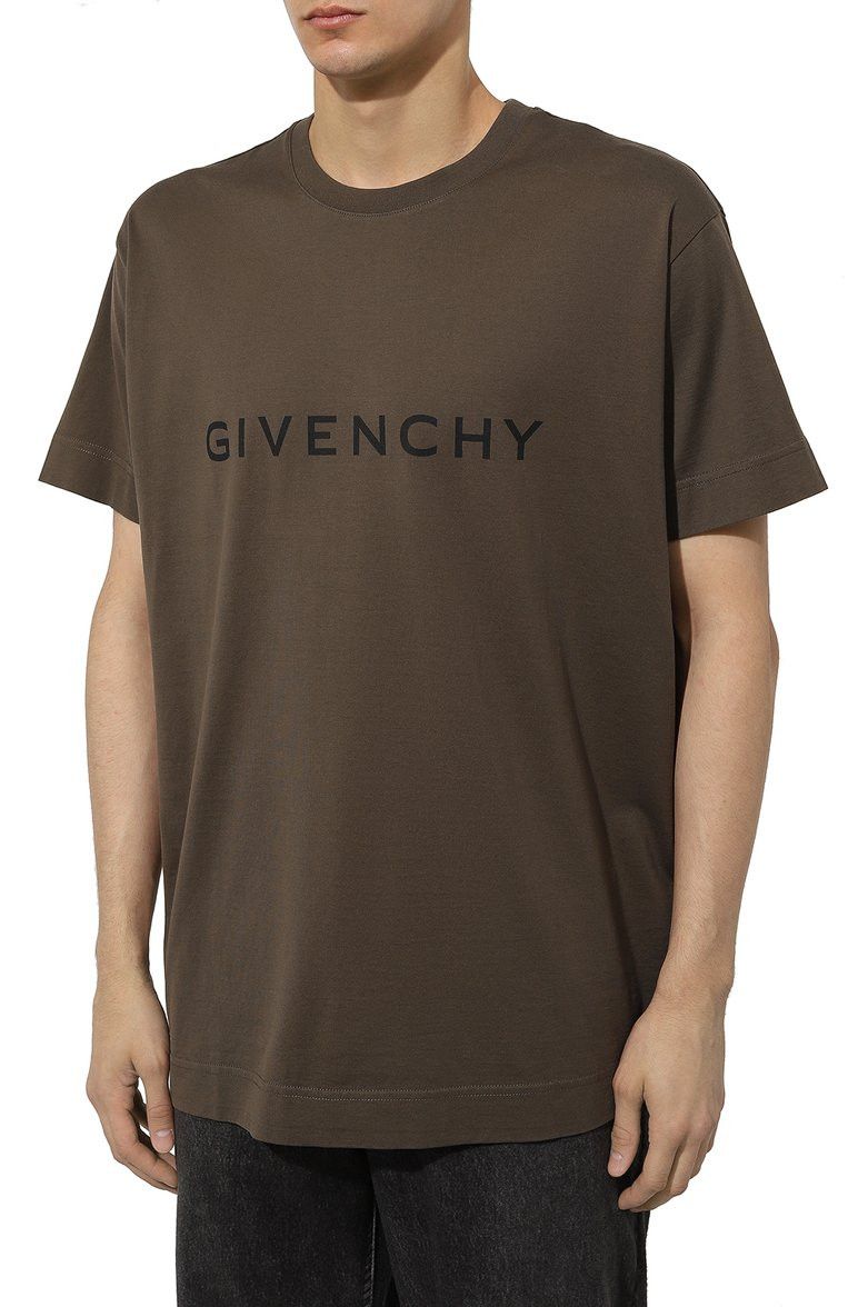 Givenchy Khaki Archetype Logo Oversized T-Shirt Size US M / EU 48-50 / 2 - 2 Thumbnail