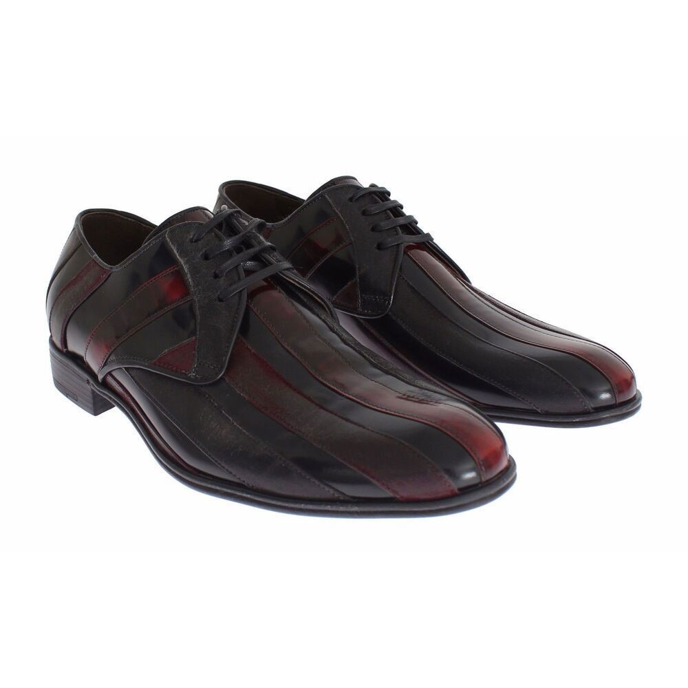 Dolce & Gabbana Dolce & Gabbana Elegant Black Bordeaux Striped Leather Dress Size US 6 / EU 39 - 2 Thumbnail