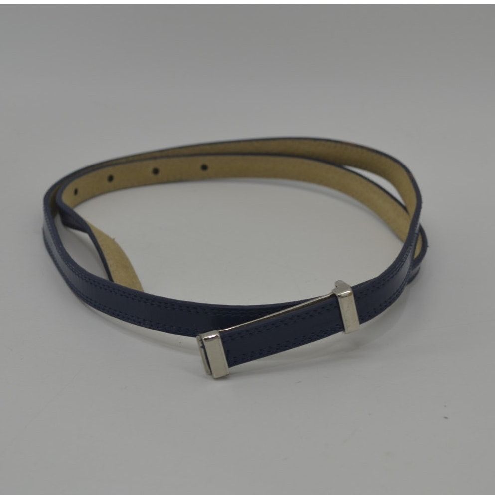 Other Navy Blue Skinny Dress Belt Faux Leather Minimalist Large Size ONE SIZE - 2 Thumbnail