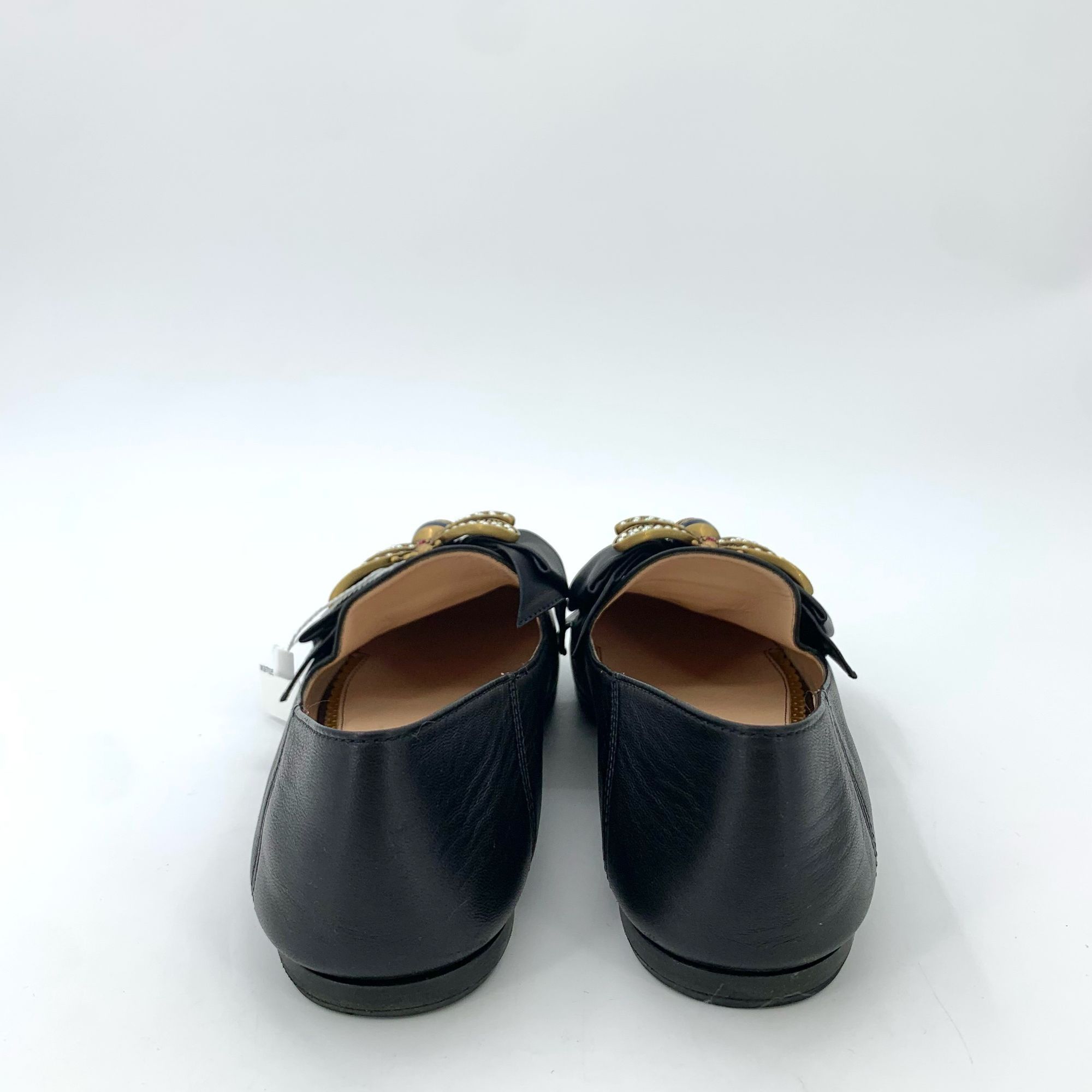 Gucci Gucci Black Leather Bee Flats With Rhinestone Detail Size 36 Size US 6 / IT 36 - 6 Thumbnail