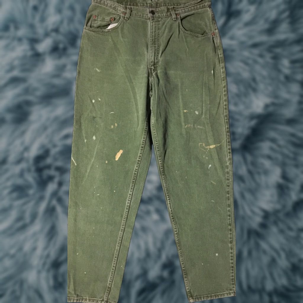 Levi's VINTAGE Levi’s Jeans Main Selling Point Levi’s 560 Tapered Mens 38 Green Denim 90s Grunge Paint Distressed 80s 90s Biker Rock USA Size US 38 / EU 54 - 1 Thumbnail