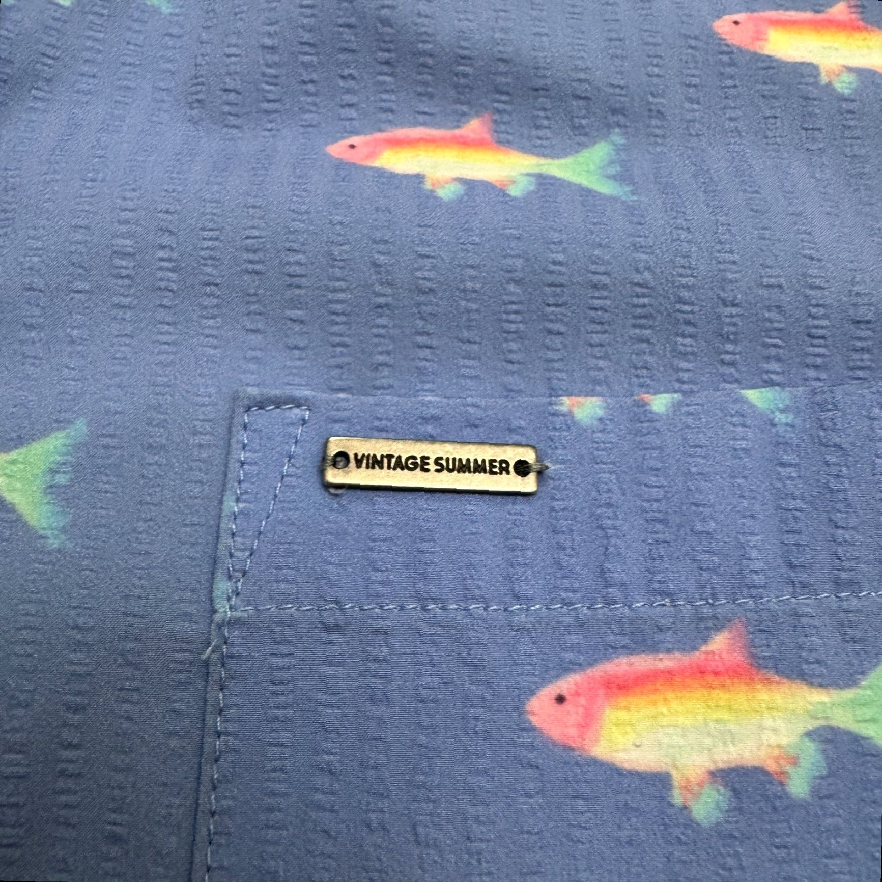 Vintage Vintage Summer Button-Up Shirt Mens M Blue Short Sleeve Fish Print Beach Casual Summer Size US M / EU 48-50 / 2 - 6 Thumbnail