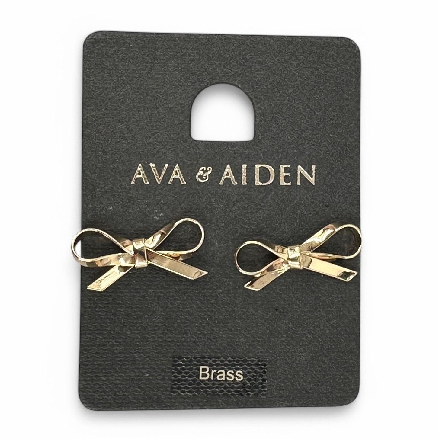 Other Ava and Aiden Brass Stud Earrings Tiny Bows New on Card Size ONE SIZE - 1 Thumbnail