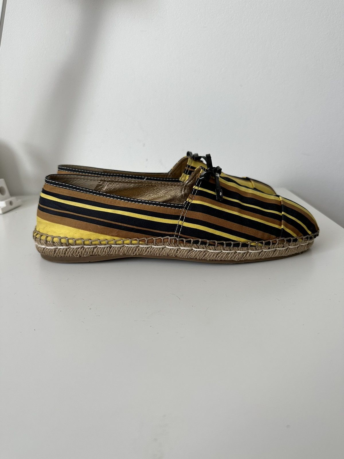Prada Prada striped yellow black espadrilles shoes Size US 10.5 / IT 40.5 - 4 Thumbnail
