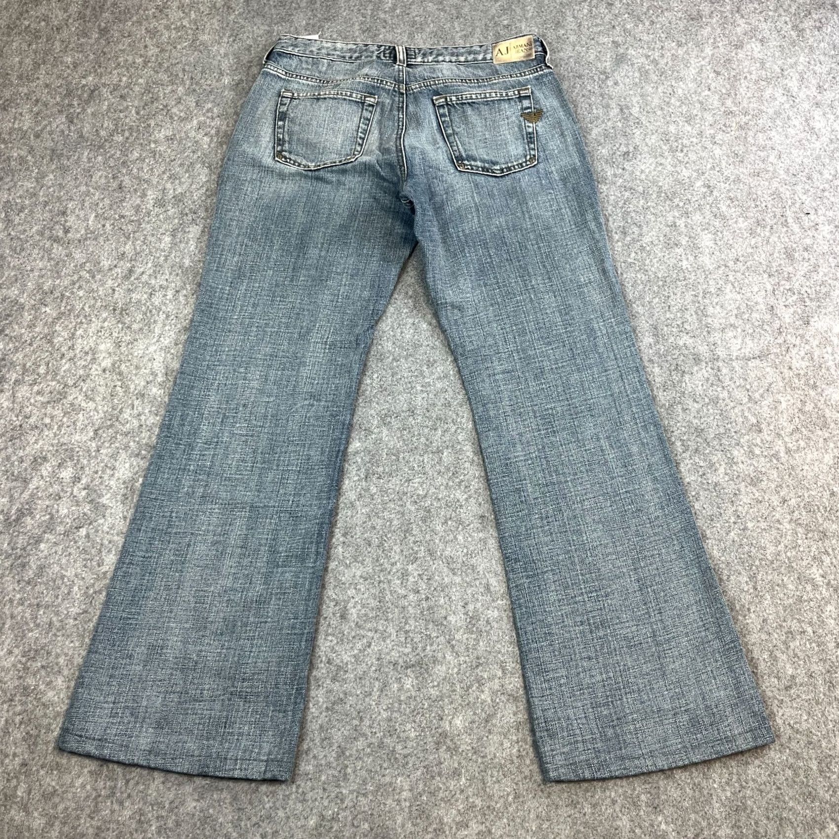 Vintage Armani Jeans Jeans Bootcut Light Wash 29 in Inside Leg 29 Regular Blue Womens Fit Stretch Mid Rise 10 UK 10 Size 32" / US 10 / IT 46 - 2 Thumbnail