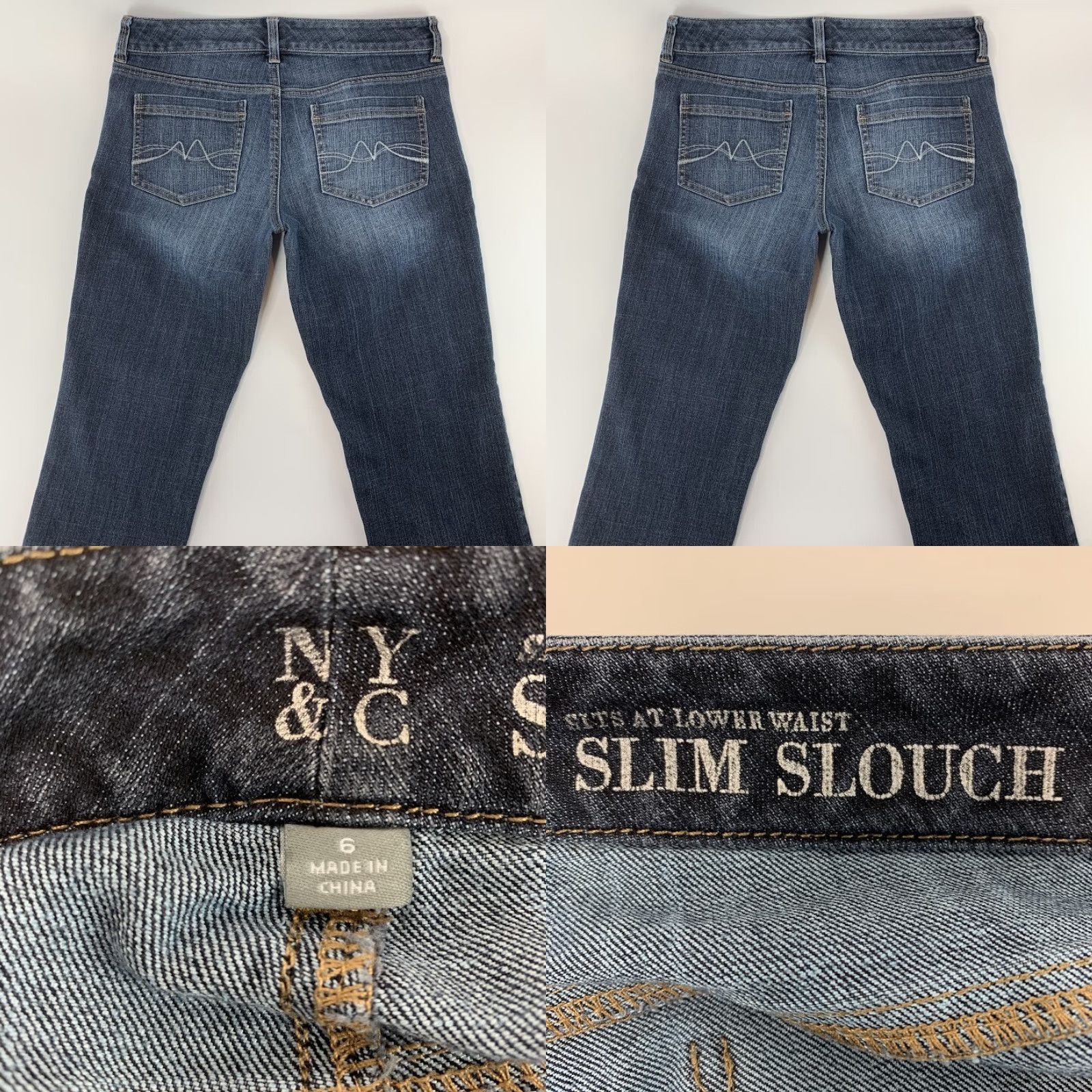 Denime VINTAGE NY & C Womens Jeans Slim Straight Blue Denim 6 Slim 30” Inseam 16” Waist Womens Size 28" / US 6 / IT 42 - 8 Thumbnail