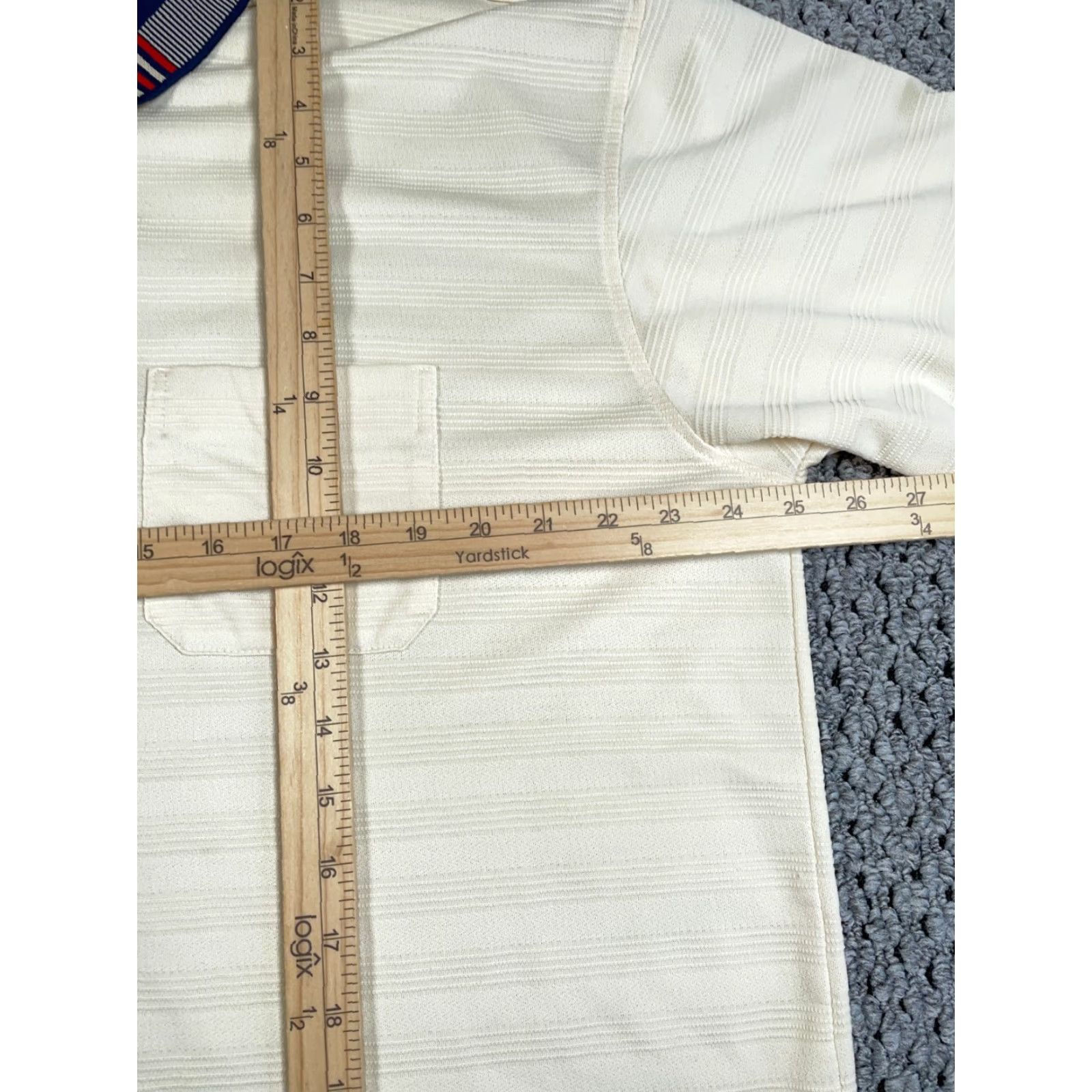 Vintage VINTAGE La Veen Textured Polo Shirt - Shirt Adult XL Ivory Blue 80s Retro Dad Style Mens XL Polo Size US XL / EU 56 / 4 - 6 Thumbnail