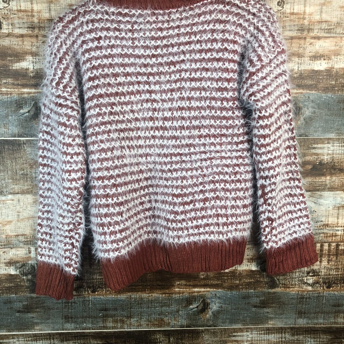 Homespun Knitwear DL Lips Red Mohair shaggy fur Knitwear #C322 Size S / US 4 / IT 40 - 14 Thumbnail