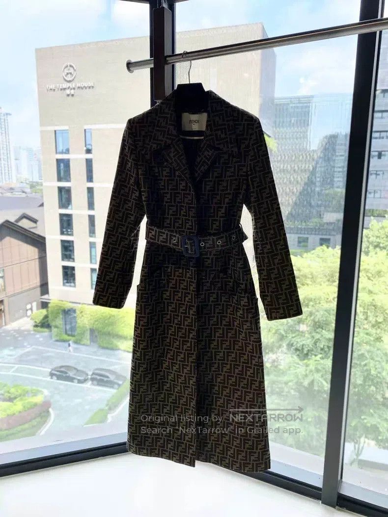 Fendi Fendi Monogram Printed Belted Trench Coat Size XXS / US 00 / IT 34 - 2 Thumbnail