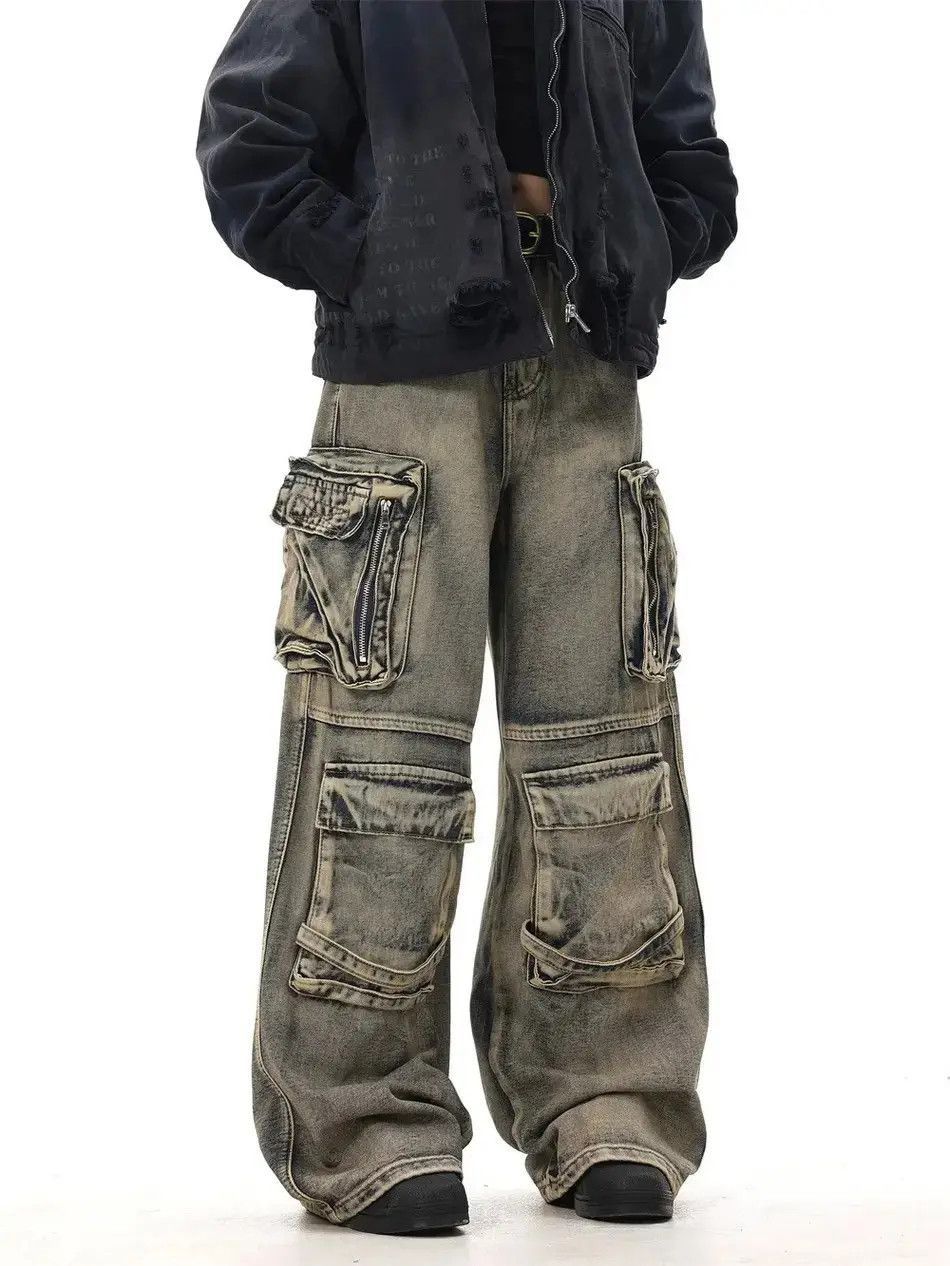 Japanese Brand Streetwear Cargo Multi Pocket Loose Baggy Pants Jeans Size US 32 / EU 48 - 4 Thumbnail