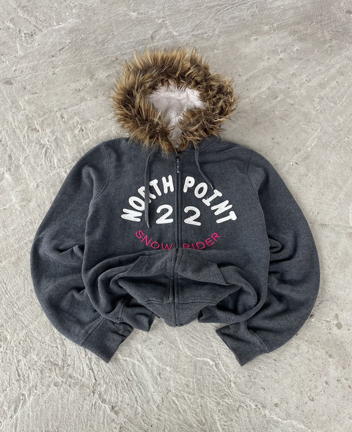 Japanese Brand × Vintage Crazy Y2K NorthPoint Faux Fur Zip Hoodie Japanese LGB Style Size US S / EU 44-46 / 1 - 1 Thumbnail