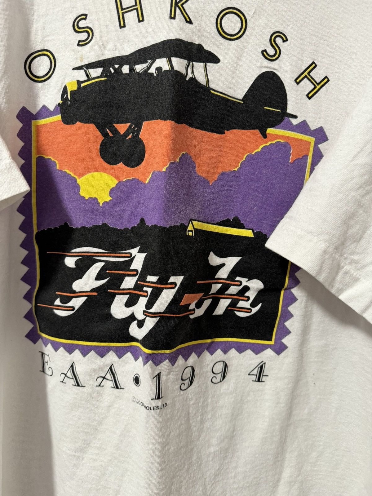 Fruit Of The Loom × Vintage 1994 Oshkosh flying tee Size US XL / EU 56 / 4 - 2 Thumbnail