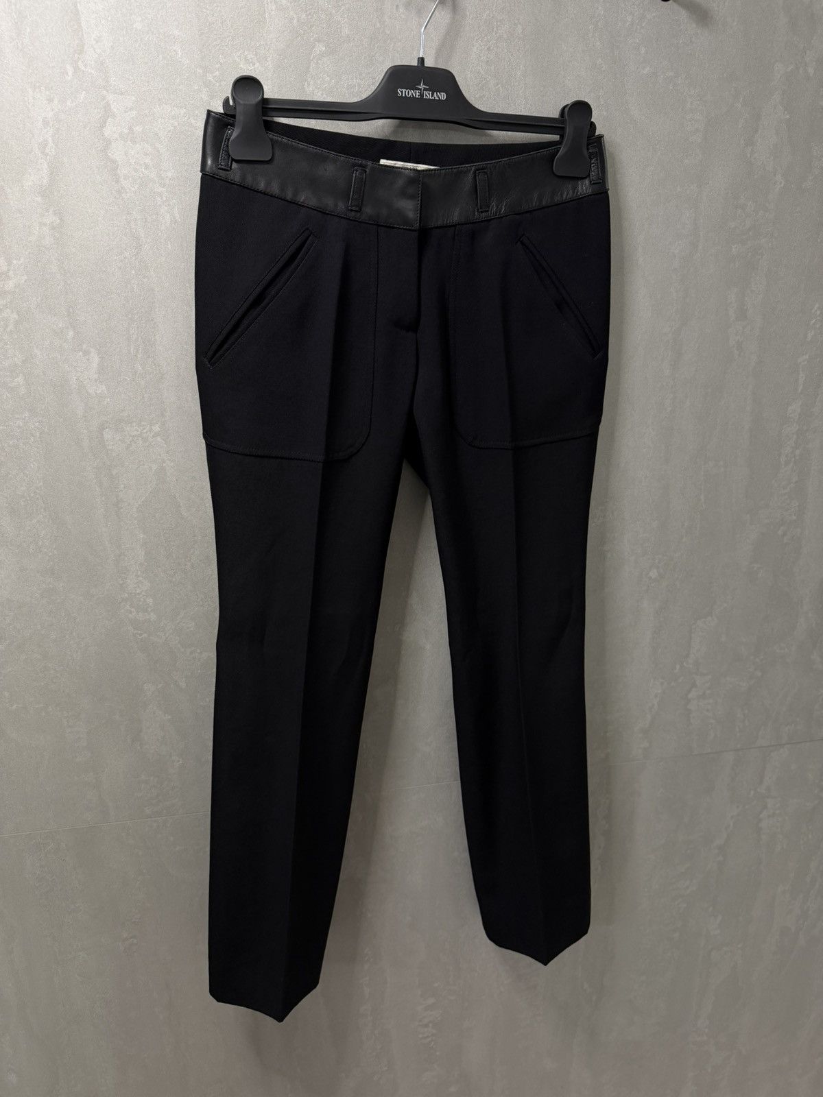 Prada Prada Women’s Wool & Leather Straight Pants size 38 black Size 26" / US 2 / IT 38 - 2 Thumbnail