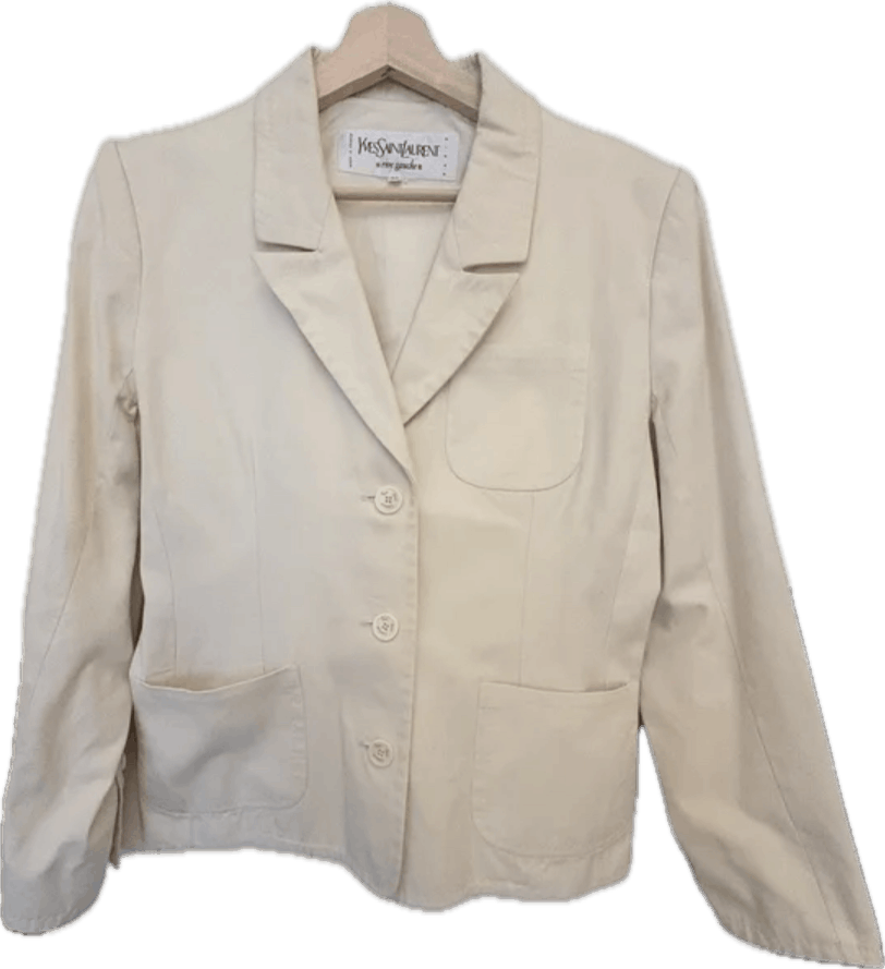 Yves Saint Laurent Yves Saint Laurent Rive Gauche BLAZER -- Ecru/Cream, 44 FR Size L / US 10 / IT 46 - 1 Thumbnail