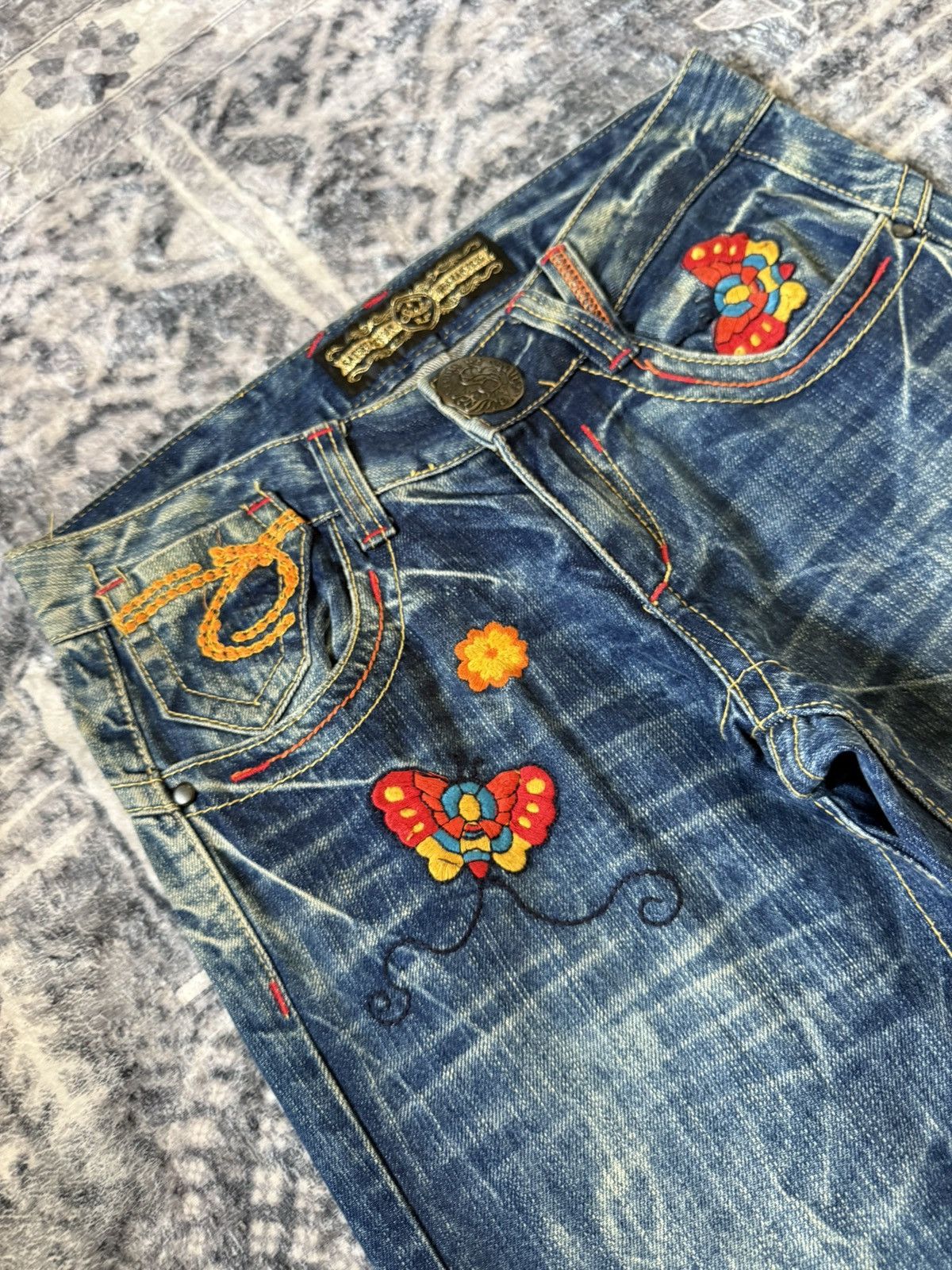 Hysteric Glamour Studio R.P Embroidered Bold Stitched Wide Flared Jeans Size US 28 / EU 44 - 16 Thumbnail