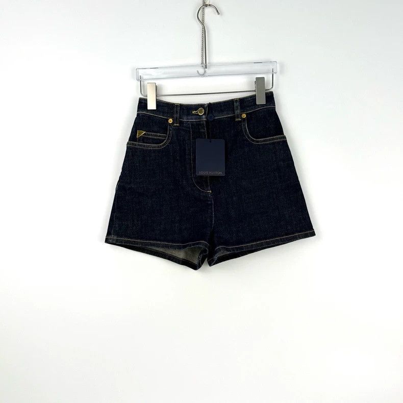 Louis Vuitton Louis Vuitton Washed blue leather patchwork denim shorts 25 Size 33" - 3 Thumbnail
