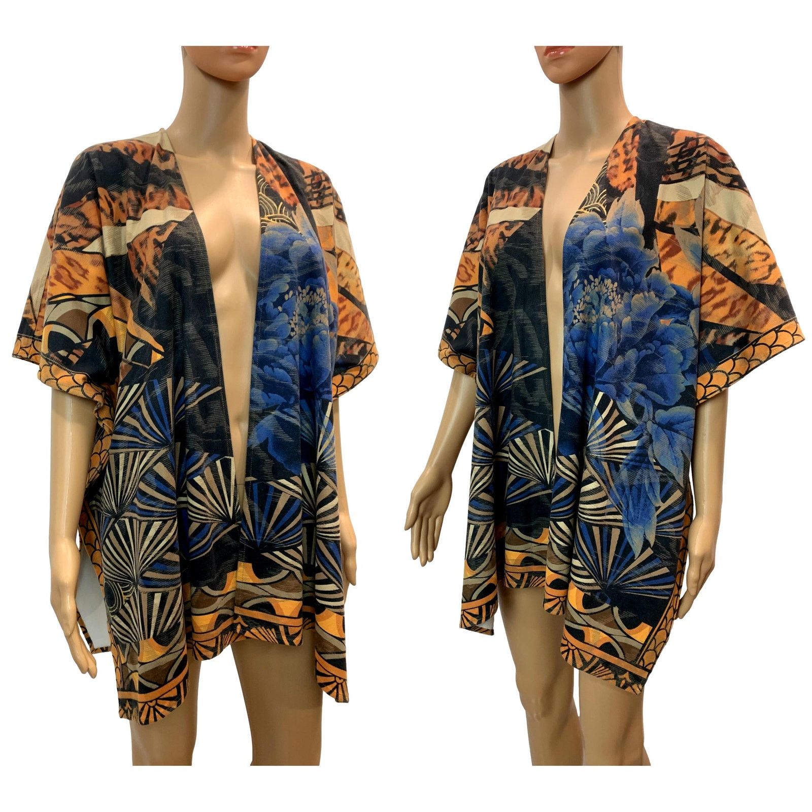 Chicos Blue & Multicolor ULTRA-SUEDE Faux Suede Oversized Ruana Size ONE SIZE - 11 Thumbnail