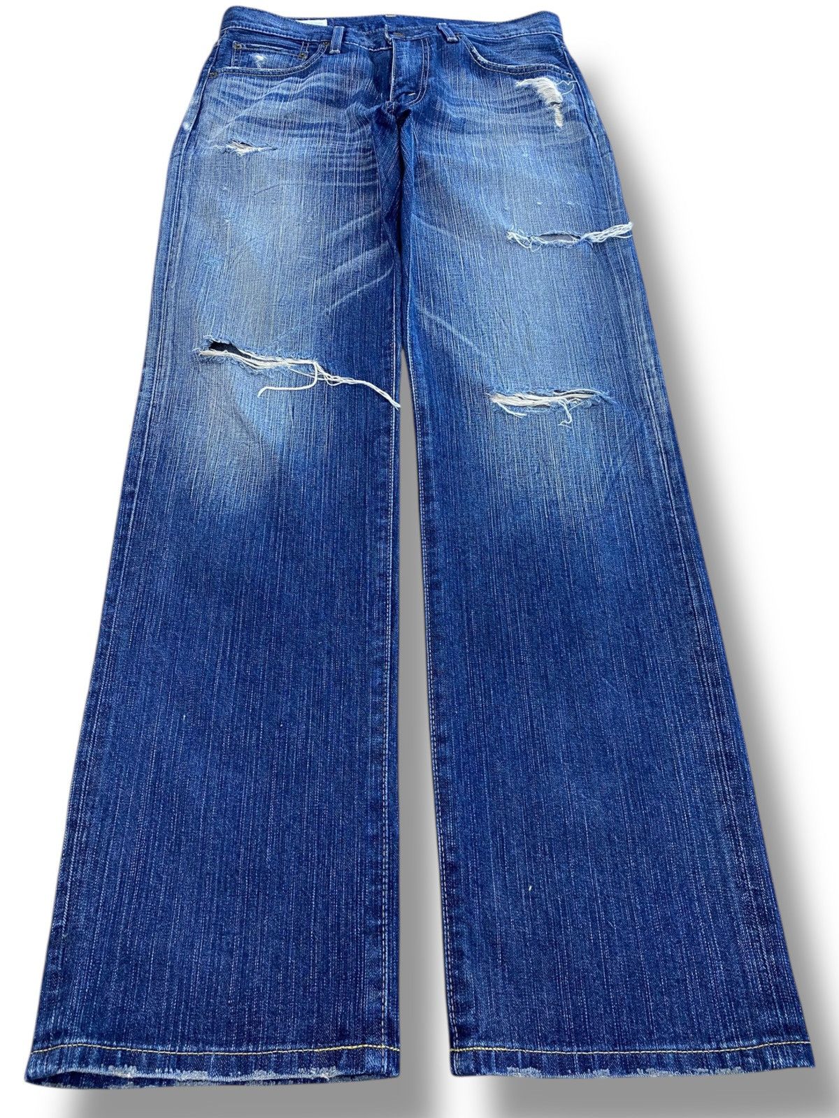 Edwin Edwin Ripped Faded Wash Style Straight Leg Jeans Size US 33 - 1 Thumbnail