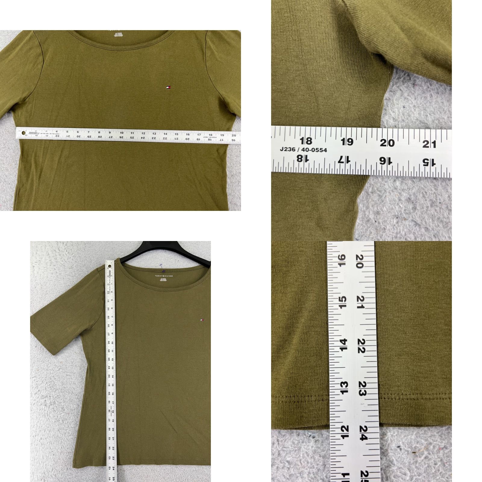 Tommy Hilfiger Tommy Hilfiger Women's XL Green Striped Logo Cotton Short Sleeve T-Shirt Casual 90s Vintage Size XL / US 12-14 / IT 48-50 - 8 Thumbnail