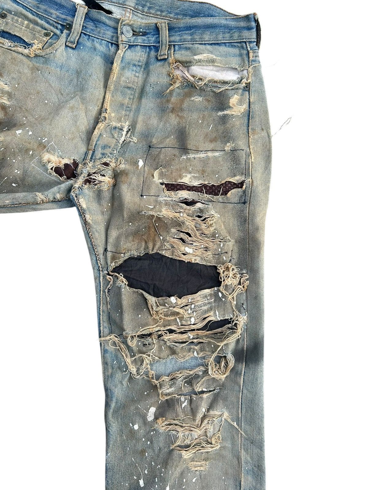 Levi's 80's THRASHED Levi's 6 Selvedge Reconstructed Repair Denim Size US 31 - 9 Thumbnail