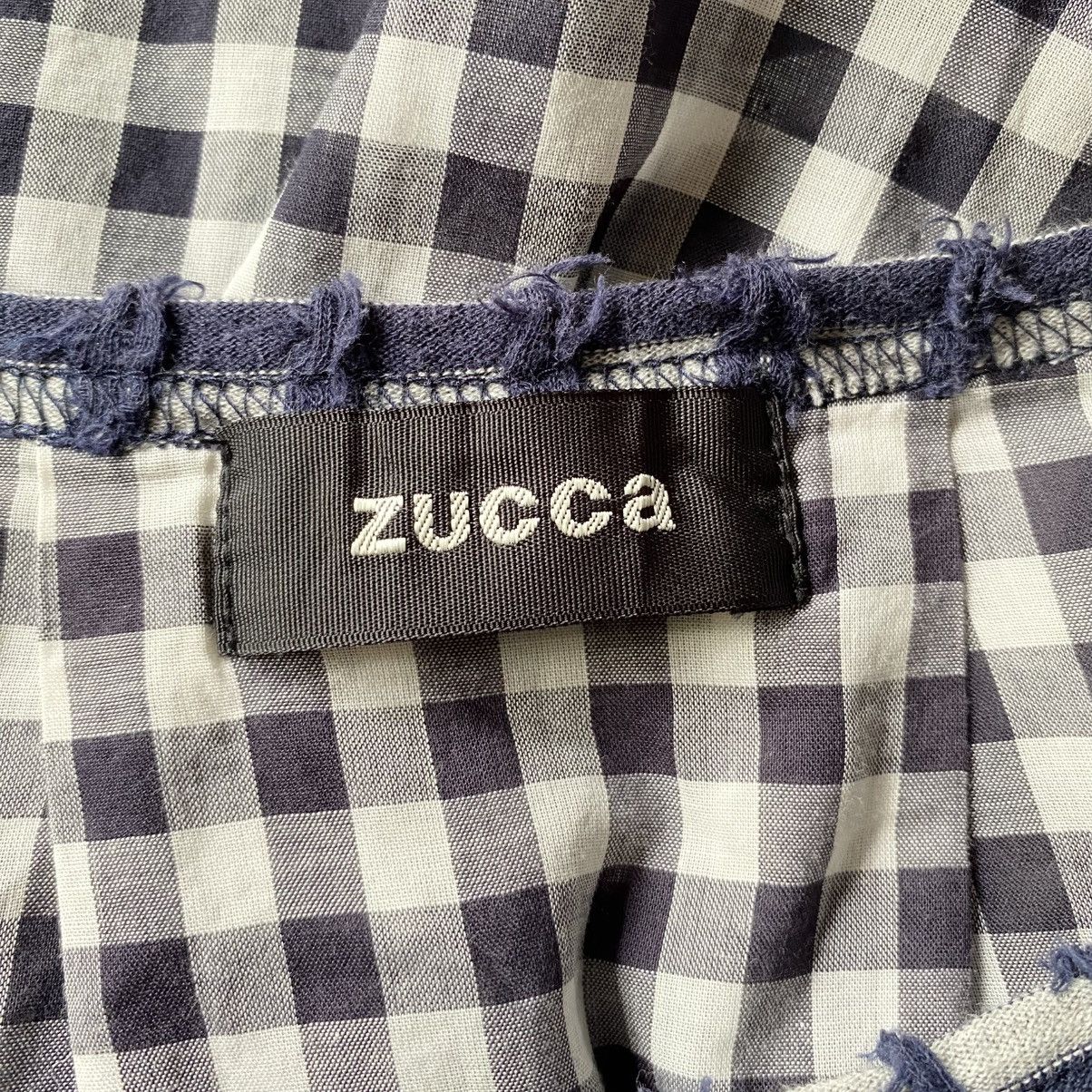 Zucca Zucca Navy Textured Grid Front Top with Sheer Back Panel Size M / US 6-8 / IT 42-44 - 11 Thumbnail