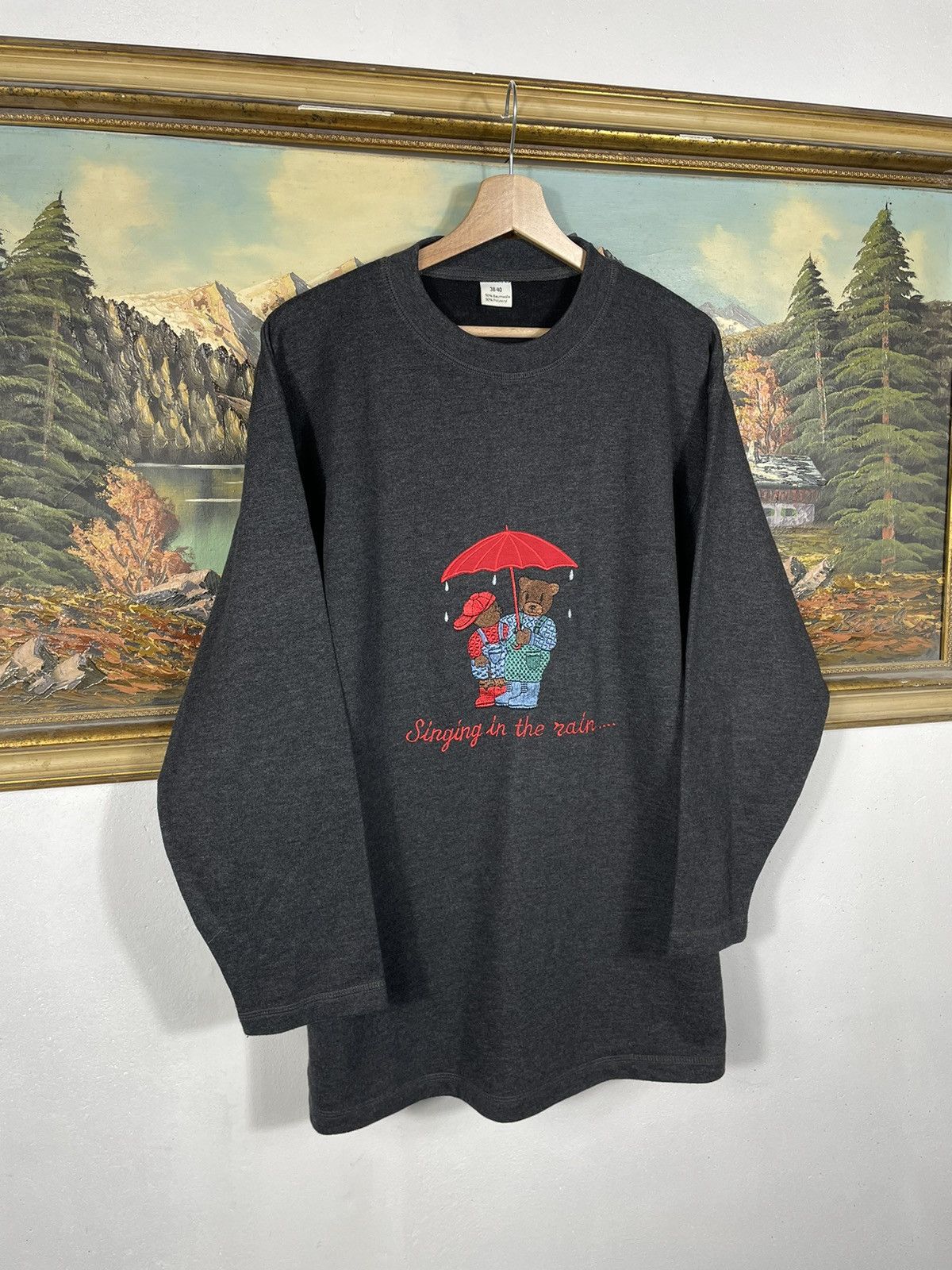 Japanese Brand × Vintage Retro Black/Grey Pull Knitwear Sweater Jumper Bear Baggy Size US M / EU 48-50 / 2 - 2 Thumbnail