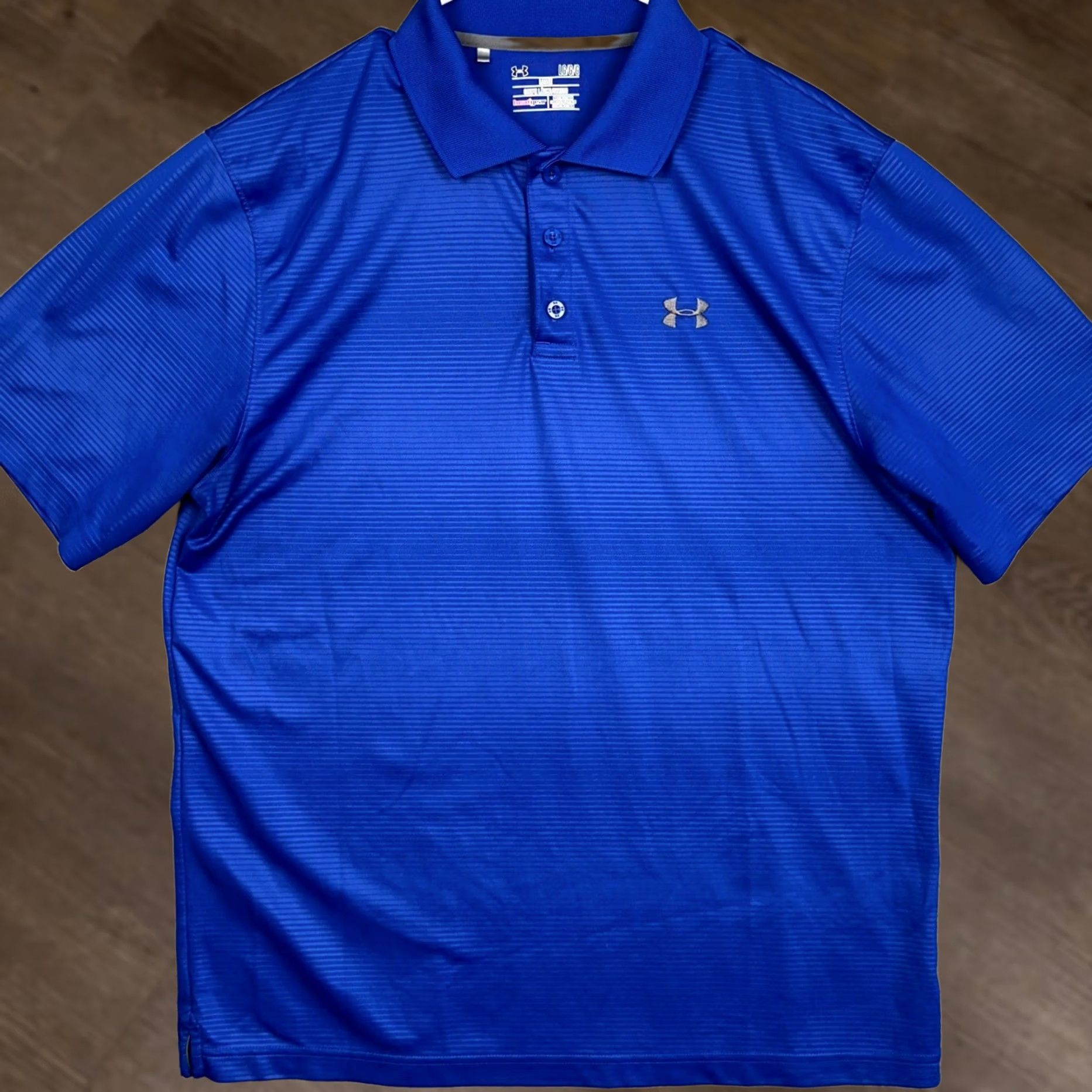 Under Armour Under Armour Polo Shirt Mens Large Blue HeatGear Golf Stripes Performance Rugby Size US L / EU 52-54 / 3 - 1 Thumbnail