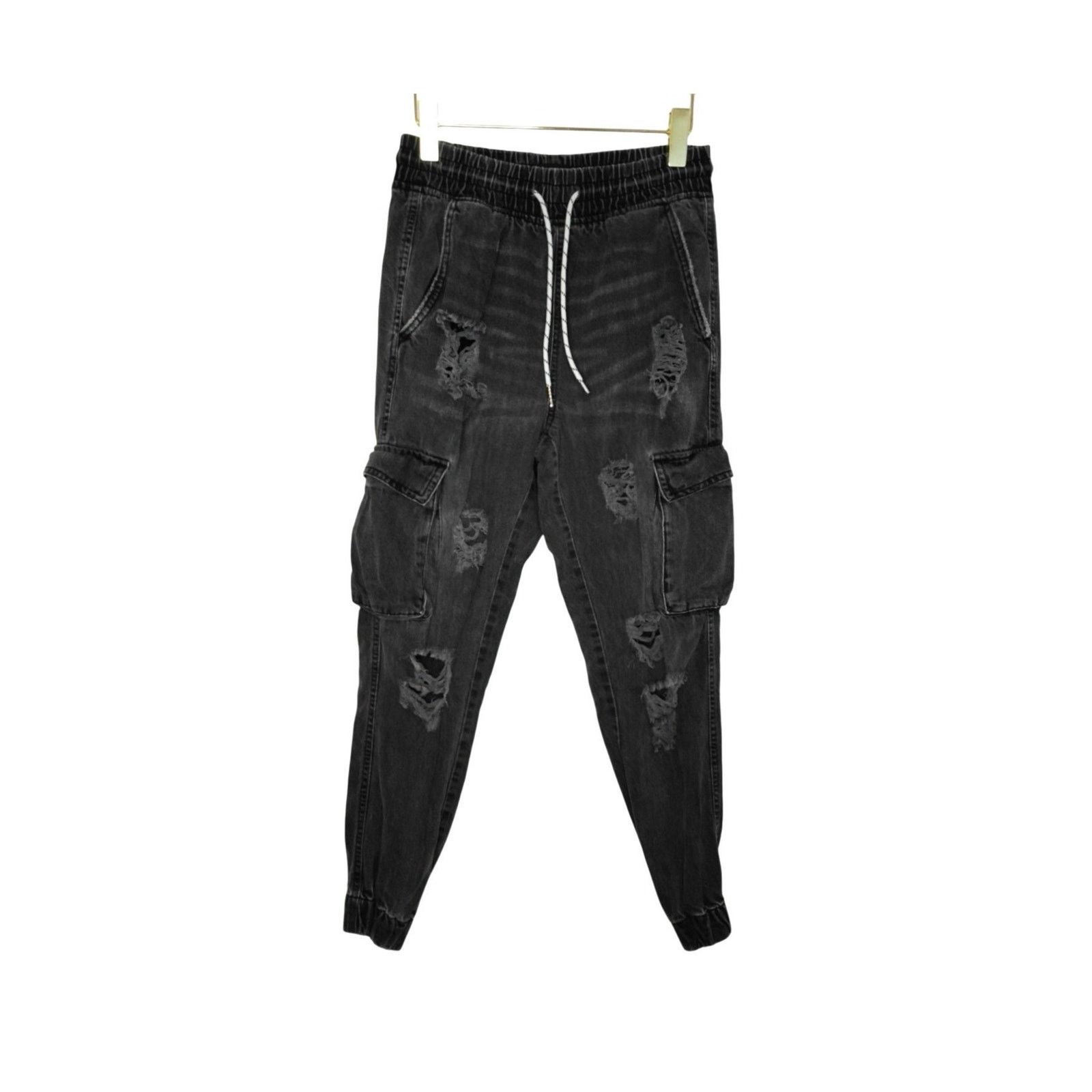 Other BlueNotes Denim Black High Rise Jogger Jeans Distressed Y2K Size 28" / US 6 / IT 42 - 2 Thumbnail
