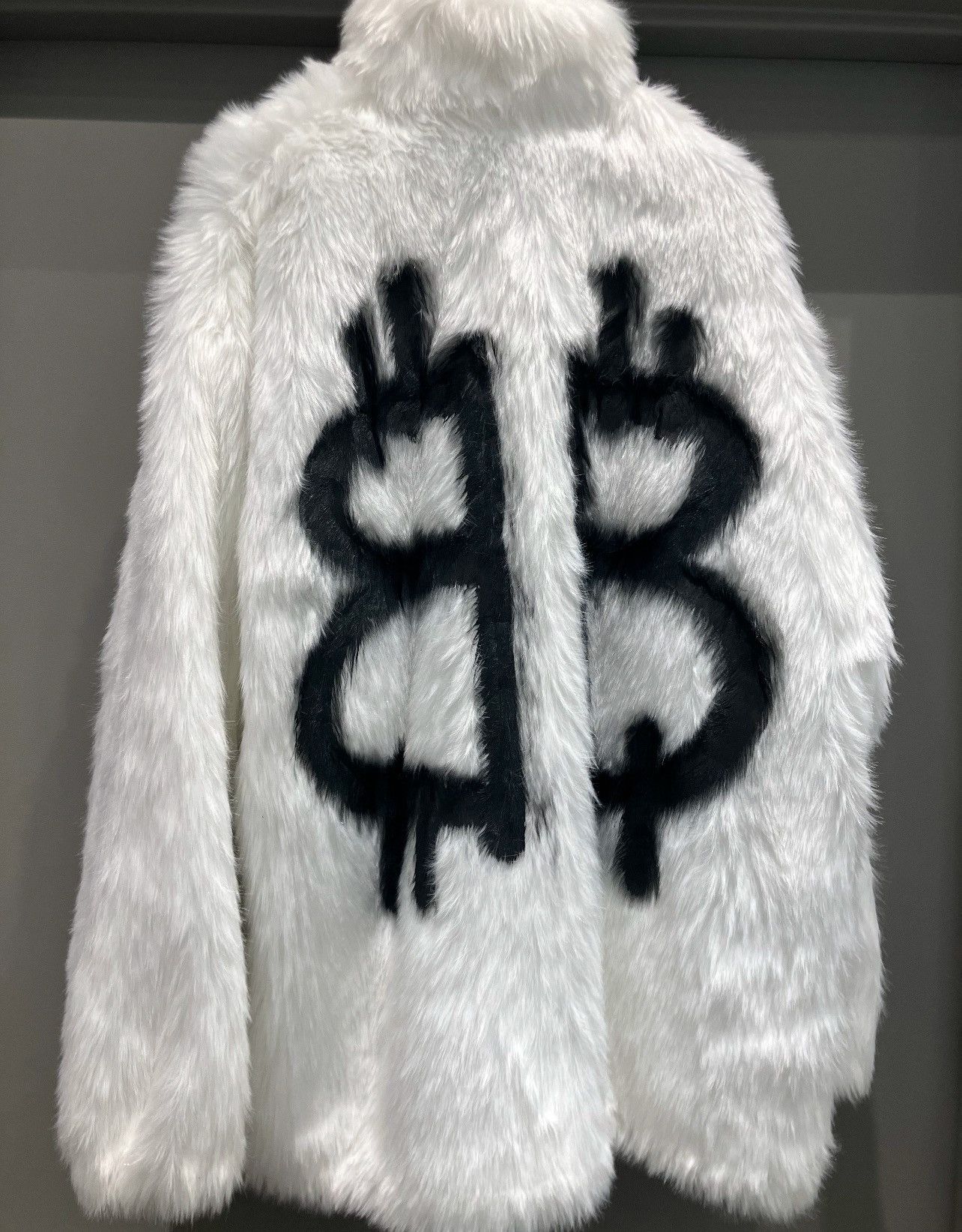 FW2022 RUNWAY Fur Bitcoin Graffiti Runway Coat Zip up Jacket