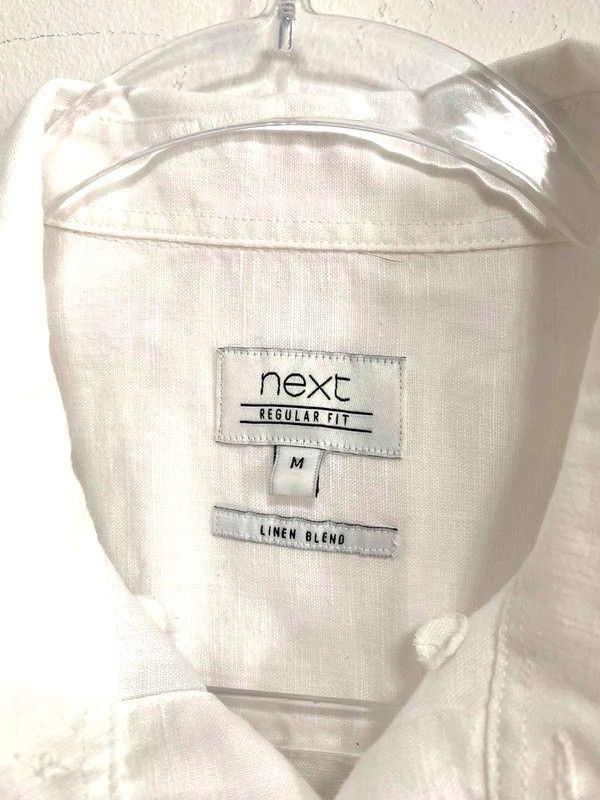 NEXT 56% linen 44% cotton shirt white shorts sleeve luxury Size US M / EU 48-50 / 2 - 2 Thumbnail