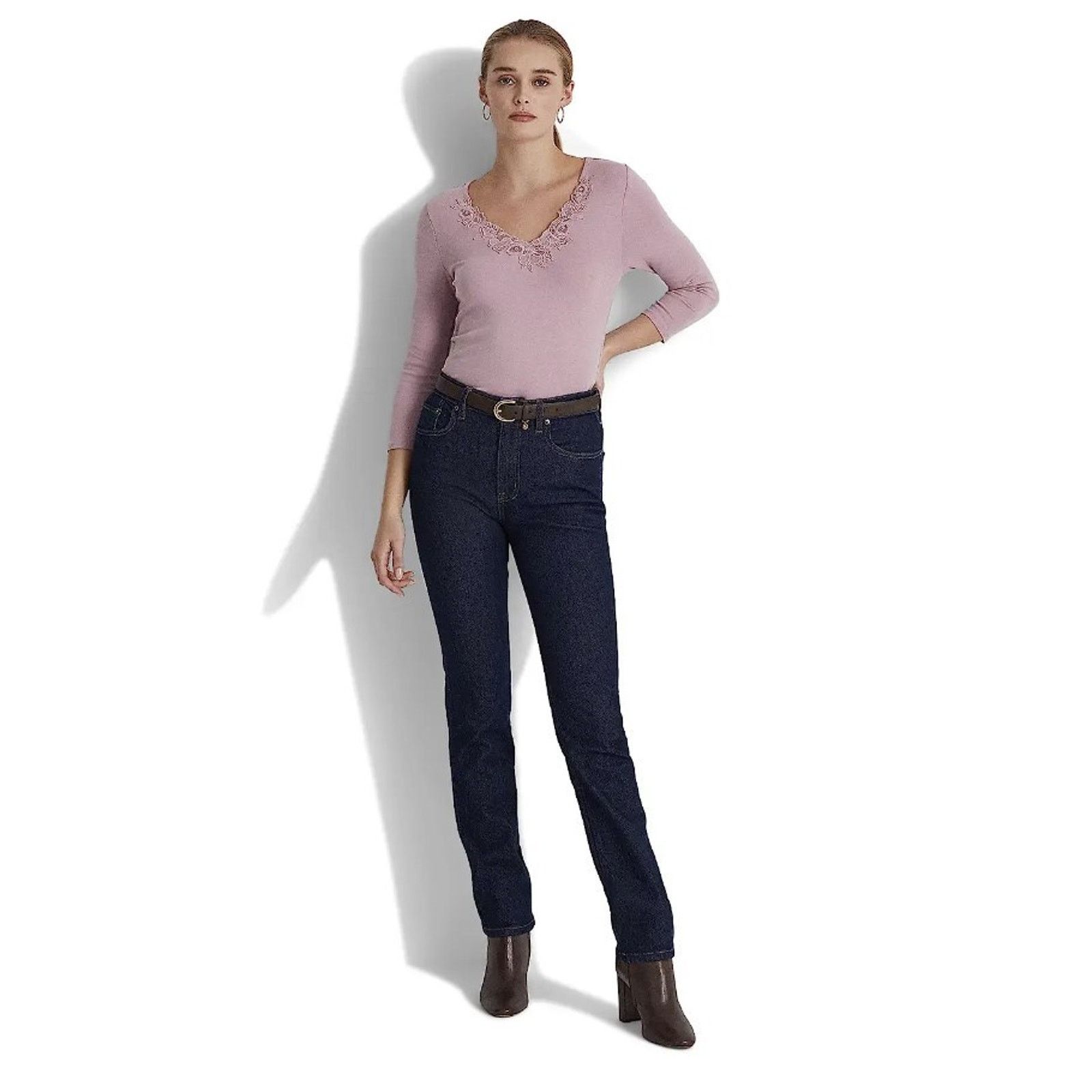 Ralph Lauren Ralph Lauren Women Lilac Cotton Knit Lace Slim Top Size M Size M / US 6-8 / IT 42-44 - 4 Thumbnail