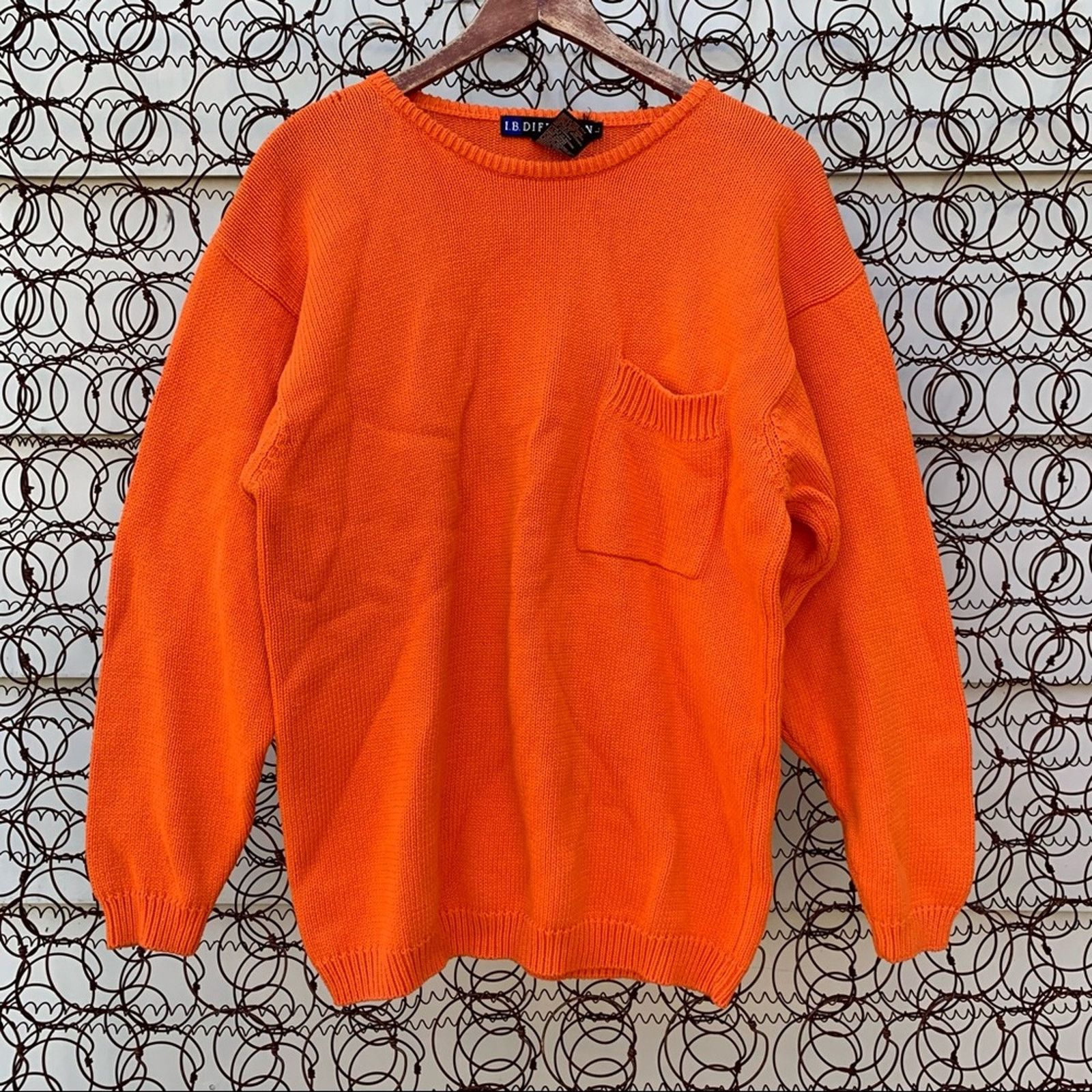 Vintage Vintage 80s IB Diffusion’s bright orange crewneck sweater Size L / US 10 / IT 46 - 1 Thumbnail