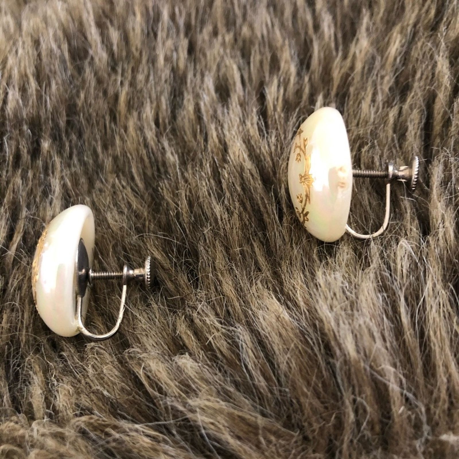 Vintage Vintage 50s opalescent button screw back clips Size ONE SIZE - 2 Thumbnail