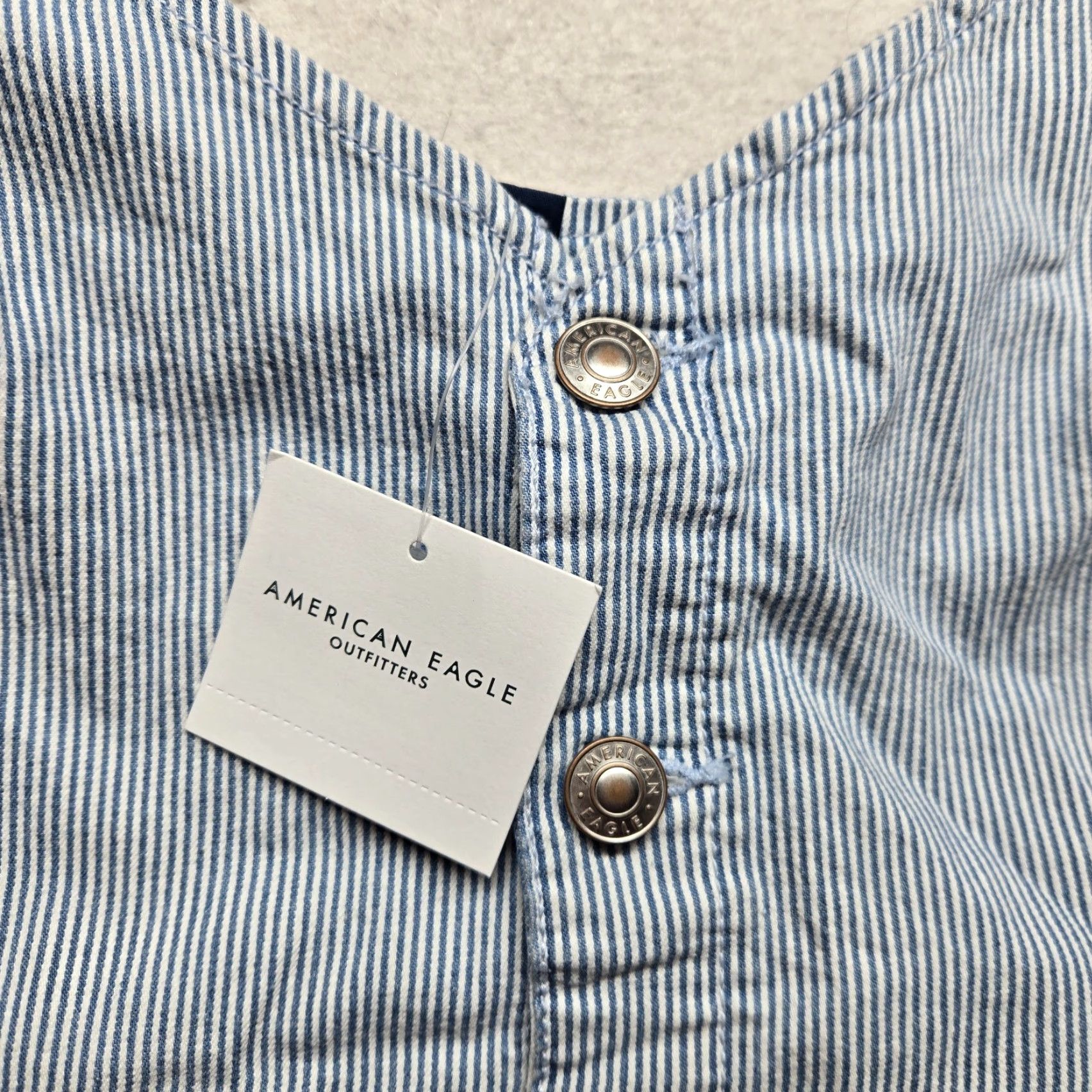 American Eagle Outfitters American Eagle Outfitters Tank Women M Blue Striped V-Neck Spaghetti Strap Sleeveless Jersey Polyester Rayon Casual Summer Colorful Womens Size M / US 6-8 / IT 42-44 - 3 Thumbnail