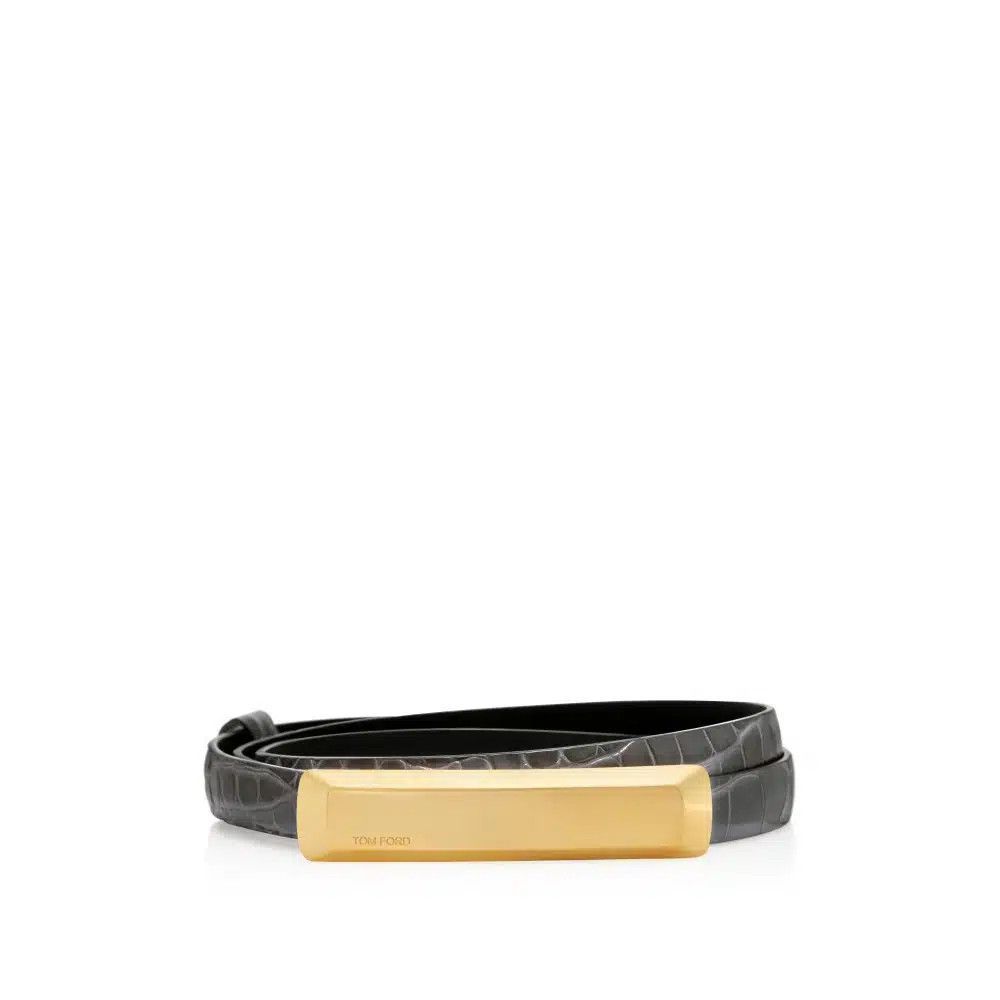 Tom Ford o1loc1c0425 WB265 Size: 90 / Stamped Crocodile Leather Belt Size ONE SIZE - 1 Thumbnail