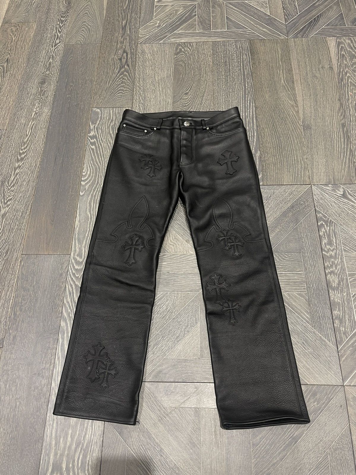 Chrome Hearts Cross Patch Leather Pants Size US 32 / EU 48 - 1 Thumbnail