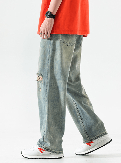 Japanese Brand × Jean American retro trendy washed ripped high street jeans Size US 34 / EU 50 - 4 Thumbnail