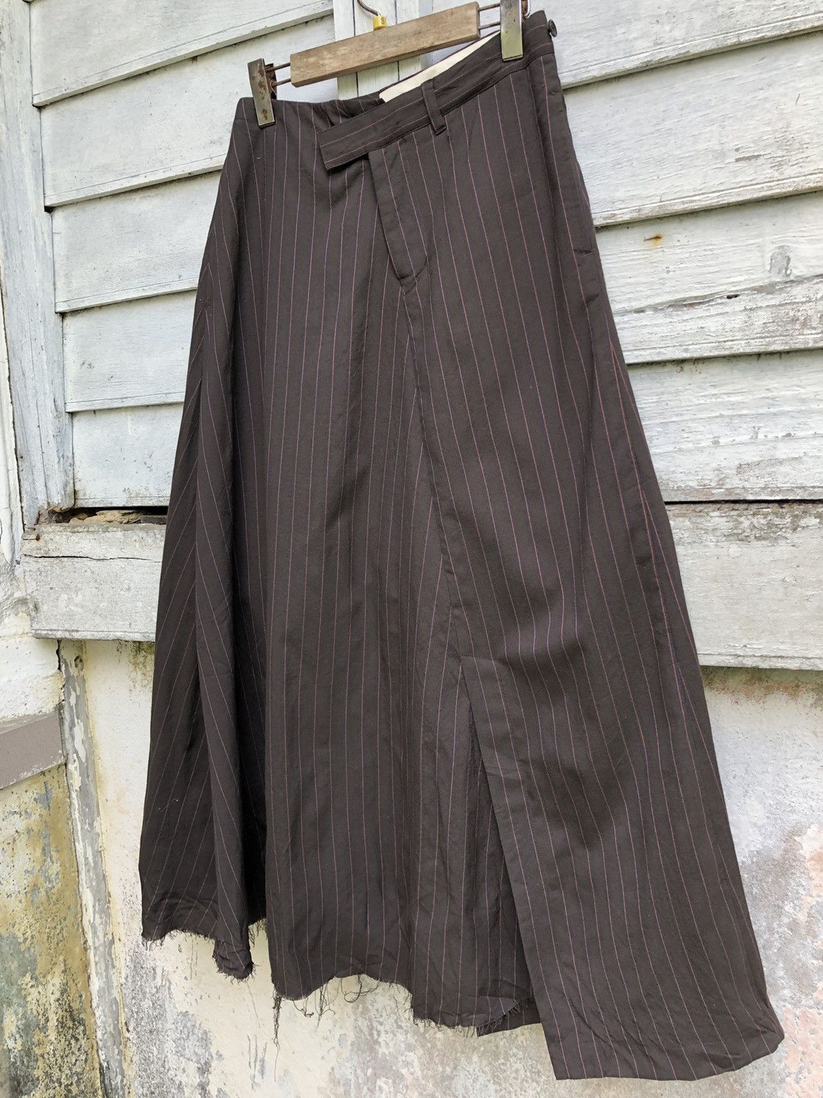 If Six Was Nine × Japanese Brand × Maison MIHARA YASUHIRO Miharayasuhiro Pencil Stripe Raw Seam Maxi Skirt Size 27" / US 4 / IT 40 - 2 Thumbnail