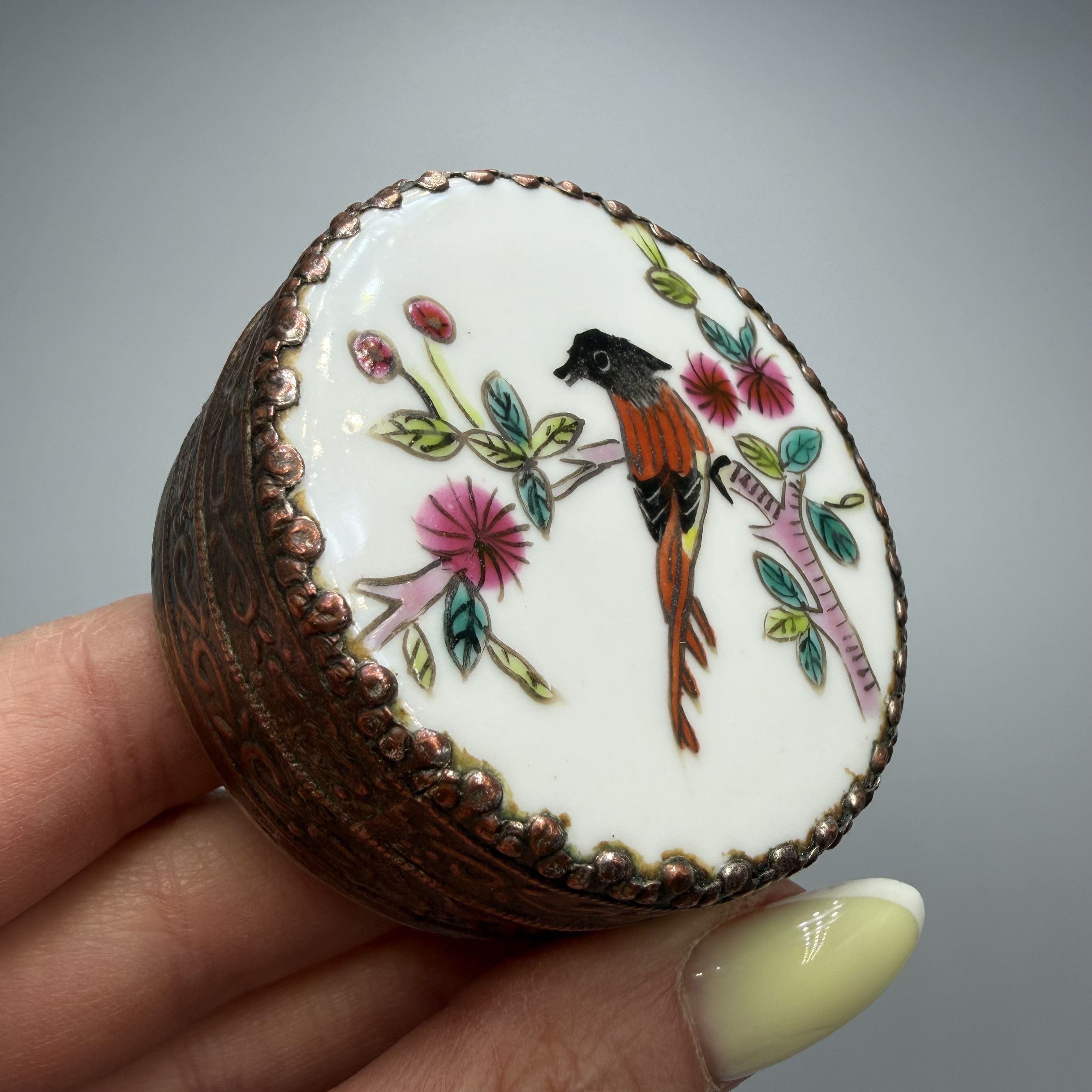 Vintage Vintage Cloisonne Enamel Powder Copper Vanity Trinket Box Size ONE SIZE - 9 Thumbnail