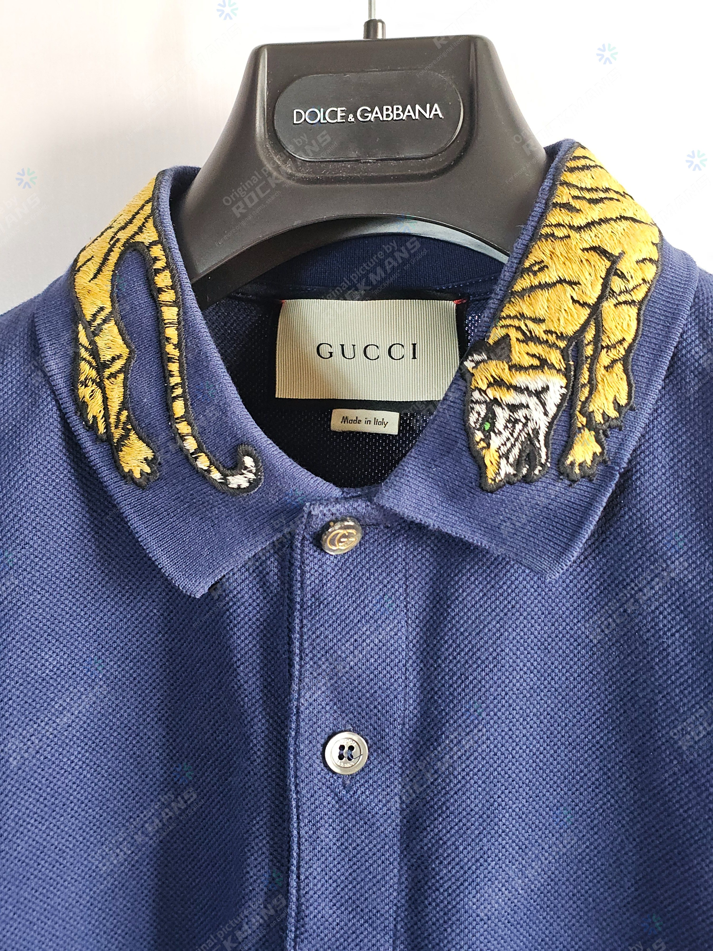Gucci Gucci Navy Tiger Polo Size L Like M Size US L / EU 52-54 / 3 - 3 Thumbnail