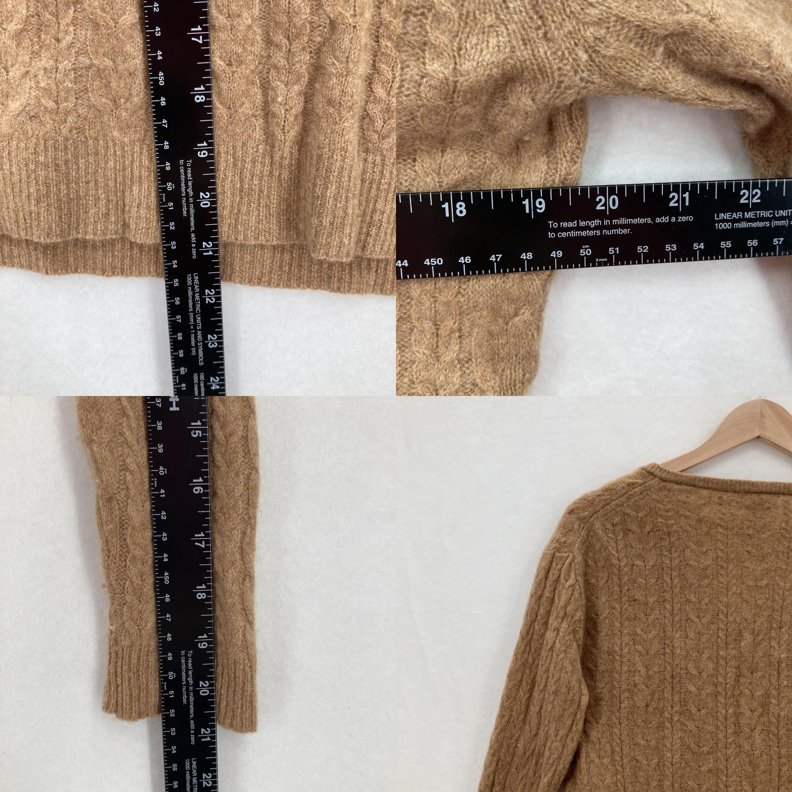 J.Crew J.CREW Sweater Womens XS Brown 100% Cashmere V Neck Cable Knit Pullover Pullover Size XS / US 0-2 / IT 36-38 - 8 Thumbnail