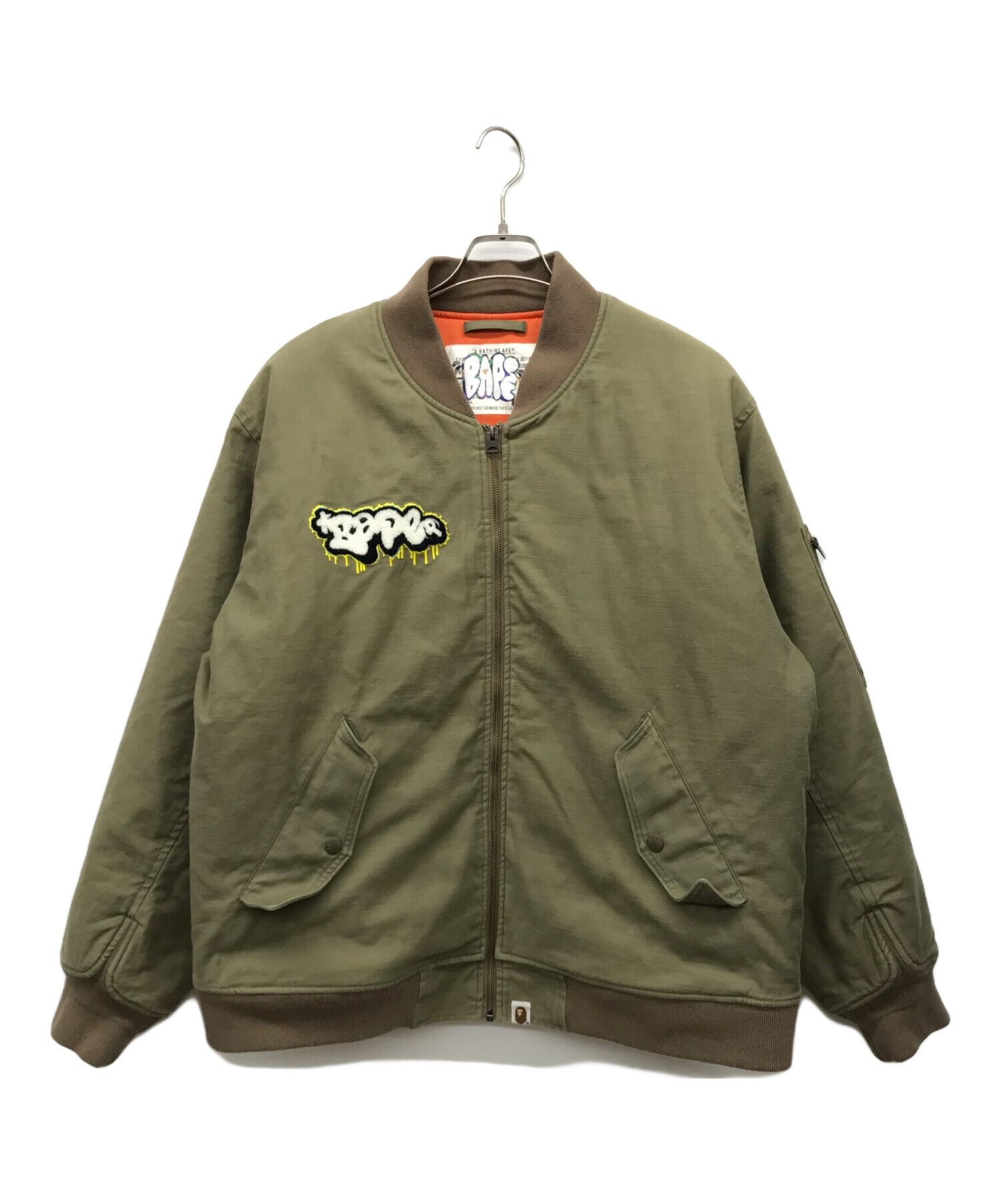 BAPE MA-1ジャケット オリーブ BAPE Half Shark Half Tiger Split MA1 Bomber Flight Jacket