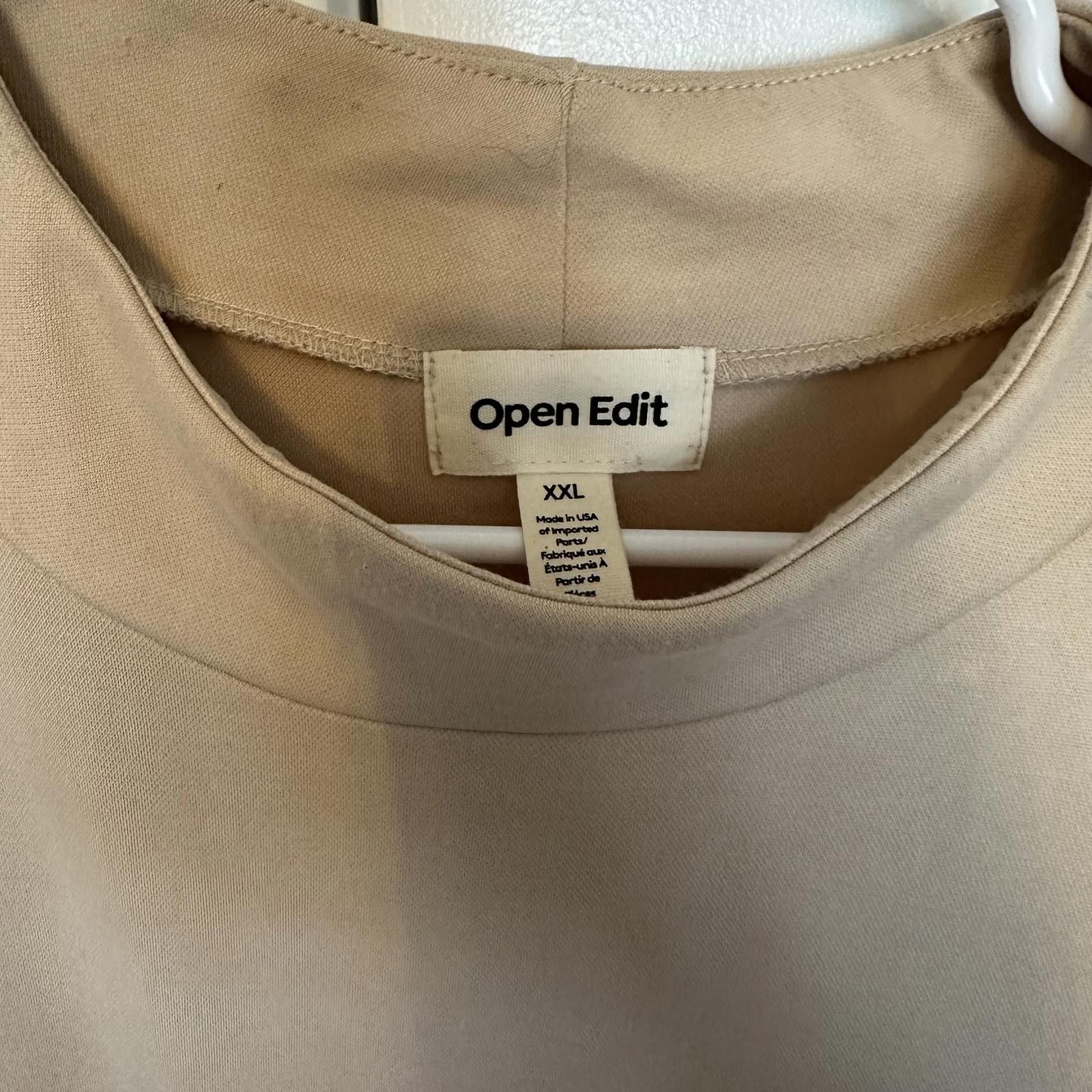 Designer Open Edit Long Sleeve Dress in Tan Grey - XXL Size XXL / US 16-18 / IT 52-54 - 3 Thumbnail